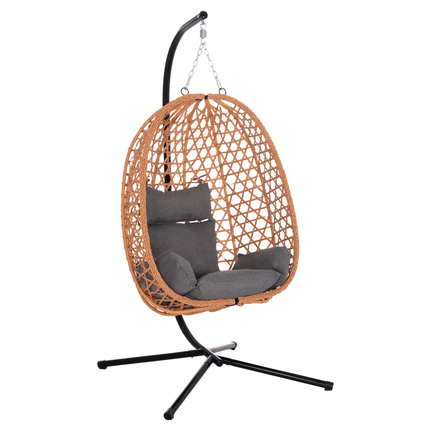 ΚΡΕΜΑΣΤΗ ΦΩΛΙΑ NESTA HM6468.05 ΜΑΥΡΟ ΜΕΤΑΛΛΟ--ΚΑΦΕ P.E.RATTAN 100x100x190Υεκ. - Pakobazaar