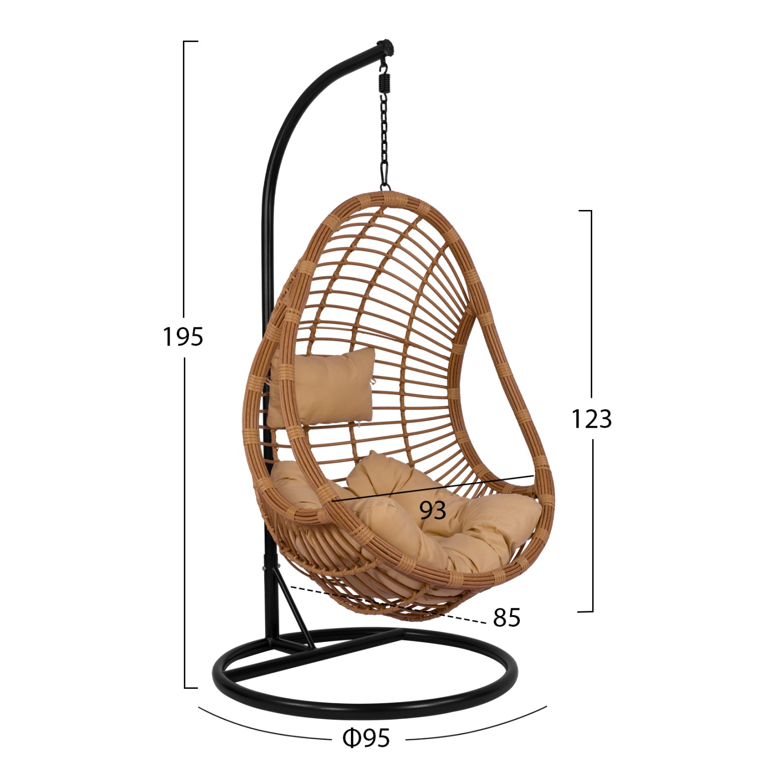 ΚΡΕΜΑΣΤΗ ΠΟΛΥΘΡΟΝΑ ΦΩΛΙΑ CALLIE HM5541.01 ΜΕ WICKER & ΜΑΞΙΛΑΡΙΑ ΜΠΕΖ Φ95Χ195Υ εκ. - Pakobazaar