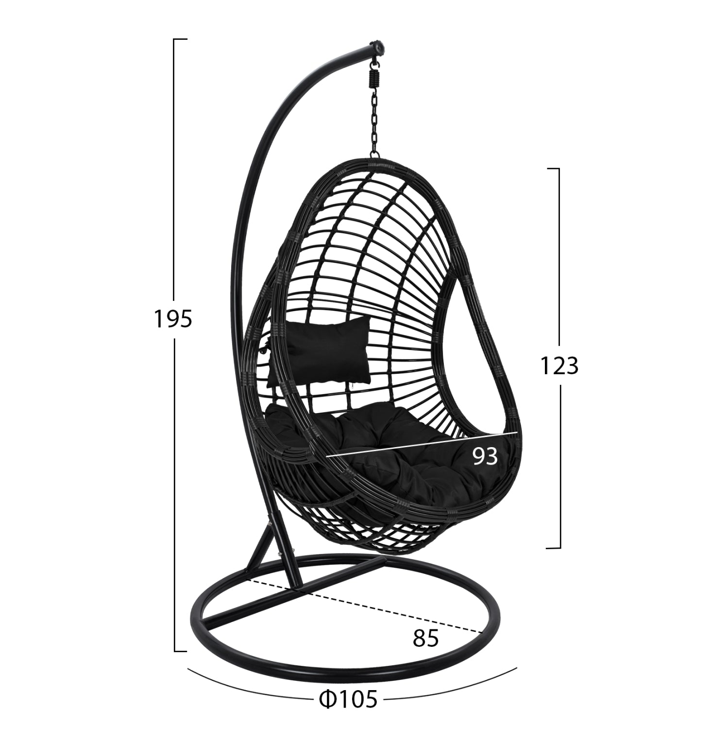 ΚΡΕΜΑΣΤΗ ΠΟΛΥΘΡΟΝΑ ΦΩΛΙΑ CALLIE HM5541.02 ΜΕ ΜΑΥΡΟ WICKER & ΜΑΞΙΛΑΡΙΑ Φ105Χ195Υ εκ. - Pakobazaar