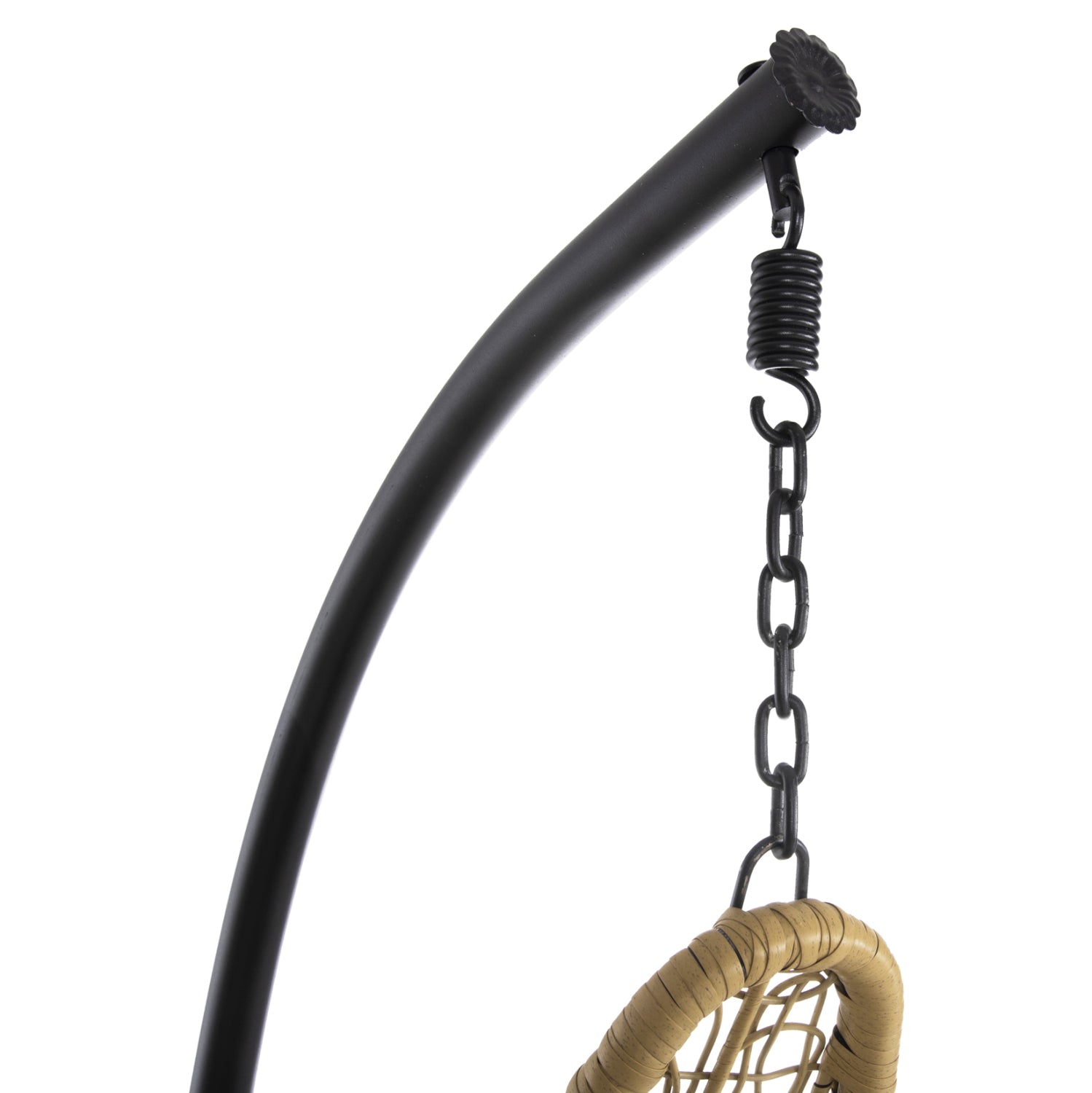 ΚΡΕΜΑΣΤΗ ΠΟΛΥΘΡΟΝΑ ΦΩΛΙΑ MILLIE HM5996.04 ΜΕΤΑΛΛΟ ΜΑΥΡΟ-ΣΥΝΘ.RATTAN ΜΠΕΖ Φ95x195Υεκ. - Pakobazaar