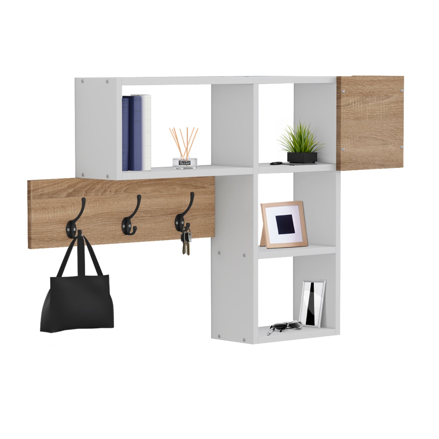 ΚΡΕΜΑΣΤΡΑ ΕΙΣΟΔΟΥ ΜΕ ΡΑΦΙΑ HARLAN HM8973.12 ΜΕΛΑΜΙΝΗ ΣΕ SONAMA-ΛΕΥΚΟ 99,5x15x61Υεκ. - Pakobazaar