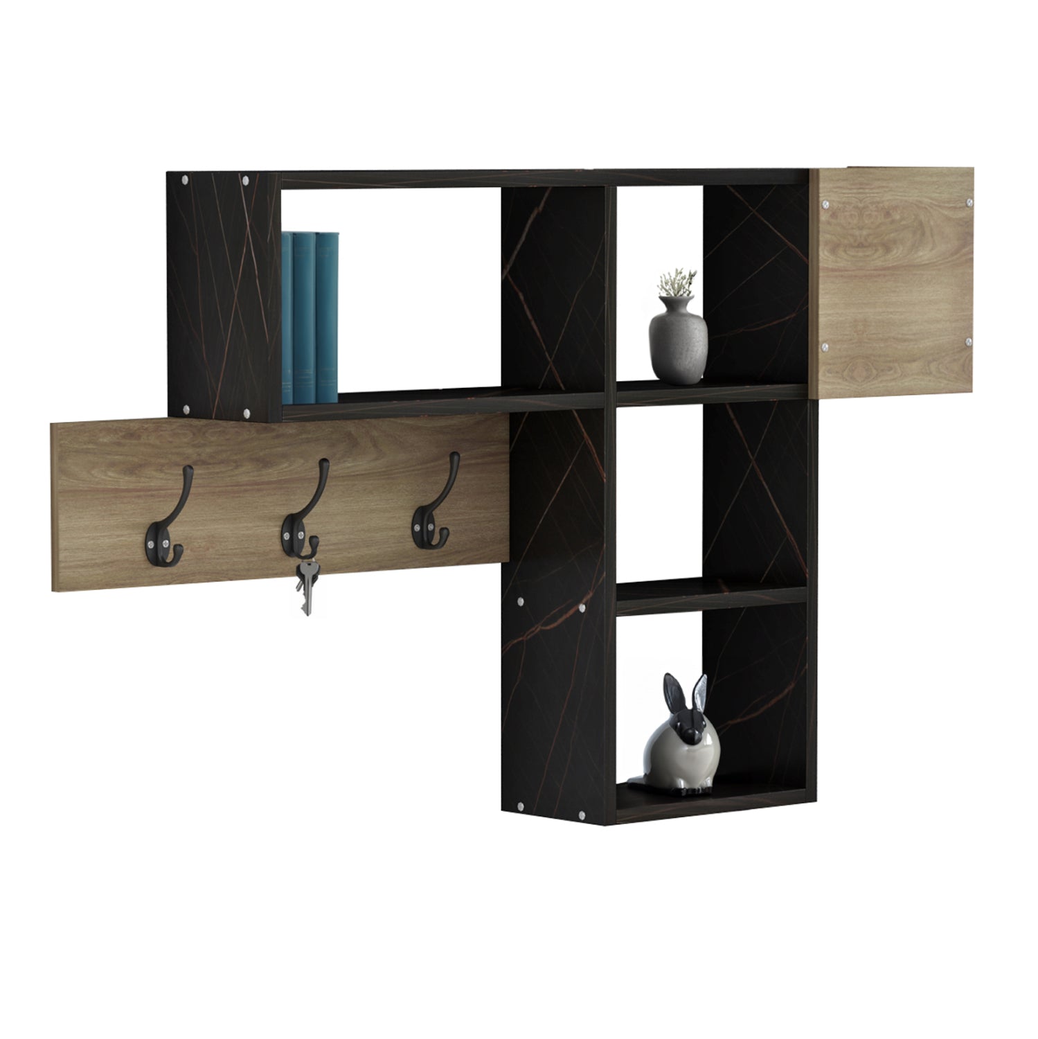 ΚΡΕΜΑΣΤΡΑ ΕΙΣΟΔΟΥ ΜΕ ΡΑΦΙΑ HARLAN HM8973.13 ΜΕΛΑΜΙΝΗ ΣΕ ΦΥΣΙΚΟ-ΜΑΥΡΟ ΜΑΡΜΑΡΟ 99,5x15x61Υεκ - Pakobazaar