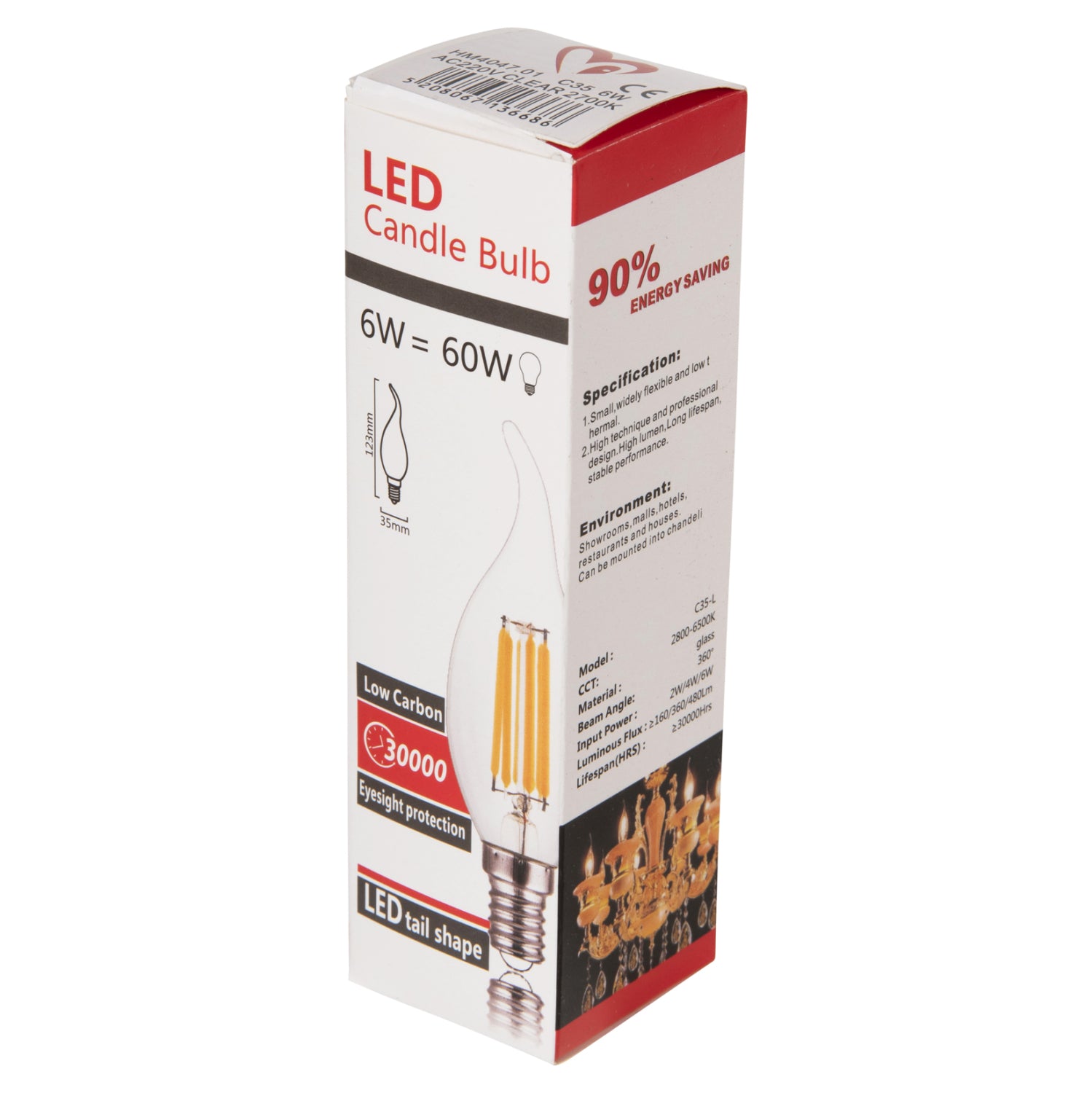 ΛΑΜΠΤΗΡΑΣ HM4047.01 ΣΤΥΛ ΦΛΟΓΑ LED FILAMENT 6W E14 3000K ΔΙΑΦΑΝΟ DIMMABLE - Pakobazaar