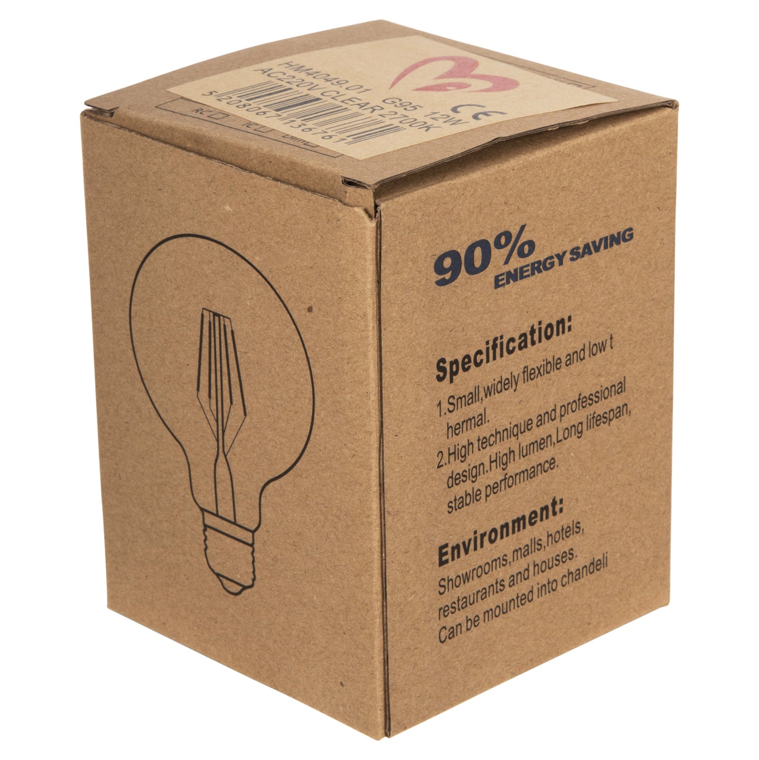 ΛΑΜΠΤΗΡΑΣ GLOBO LED FILAMENT 12W E27 3000K ΔΙΑΦΑΝΟΣ HM4049.01 - Pakobazaar