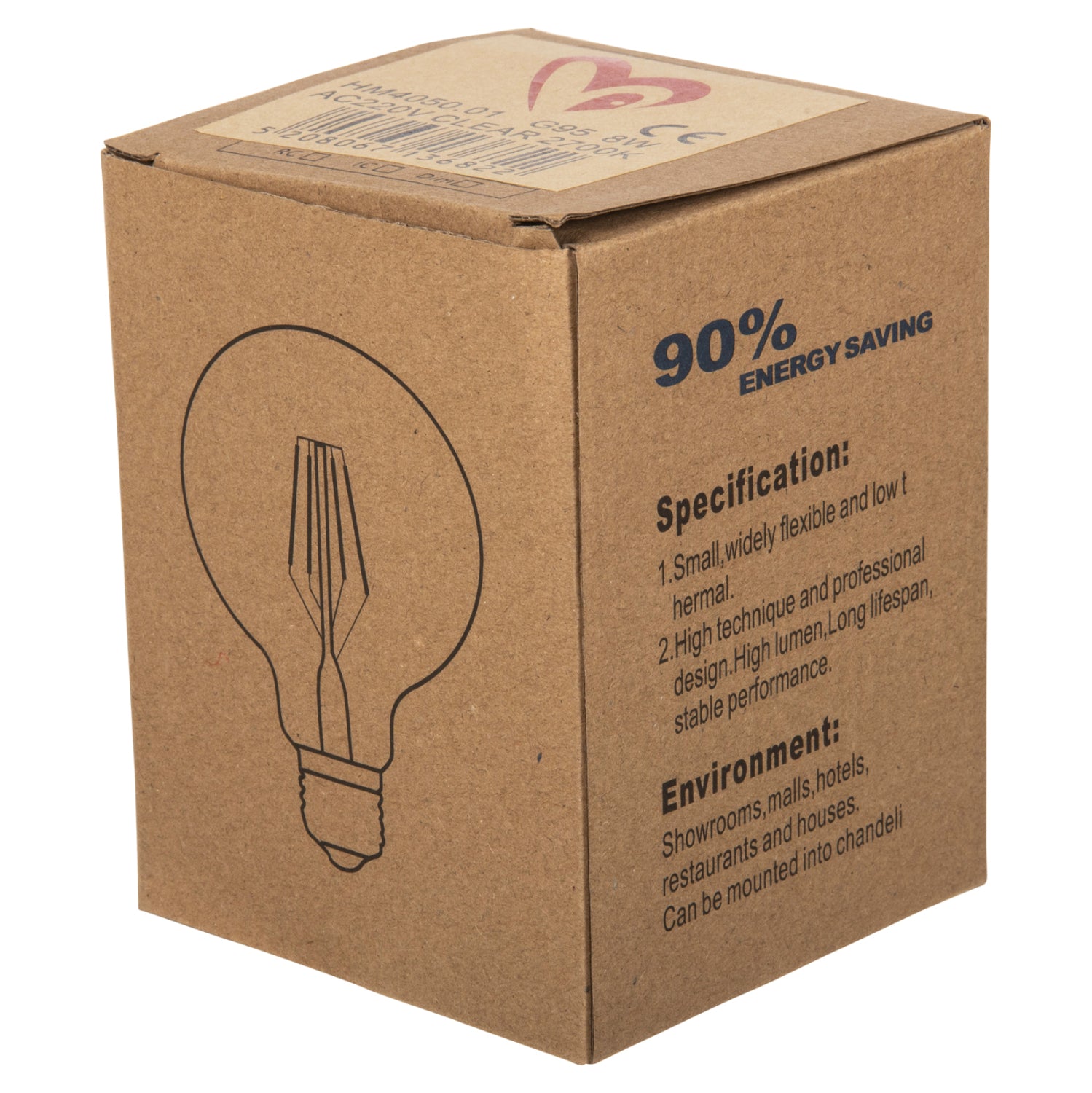 ΛΑΜΠΤΗΡΑΣ GLOBO LED FILAMENT 8W E27 3000K ΔΙΑΦΑΝΟΣ DIMMABLE HM4050.01 - Pakobazaar
