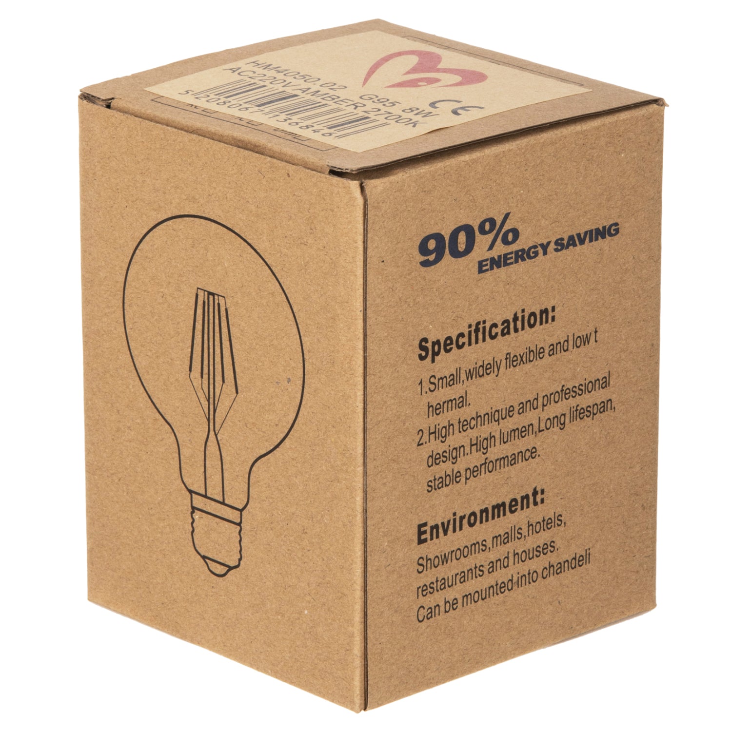 ΛΑΜΠΤΗΡΑΣ GLOBO LED FILAMENT 8W E27 2700K ΧΡΥΣΟ DIMMABLE HM4050.02 - Pakobazaar