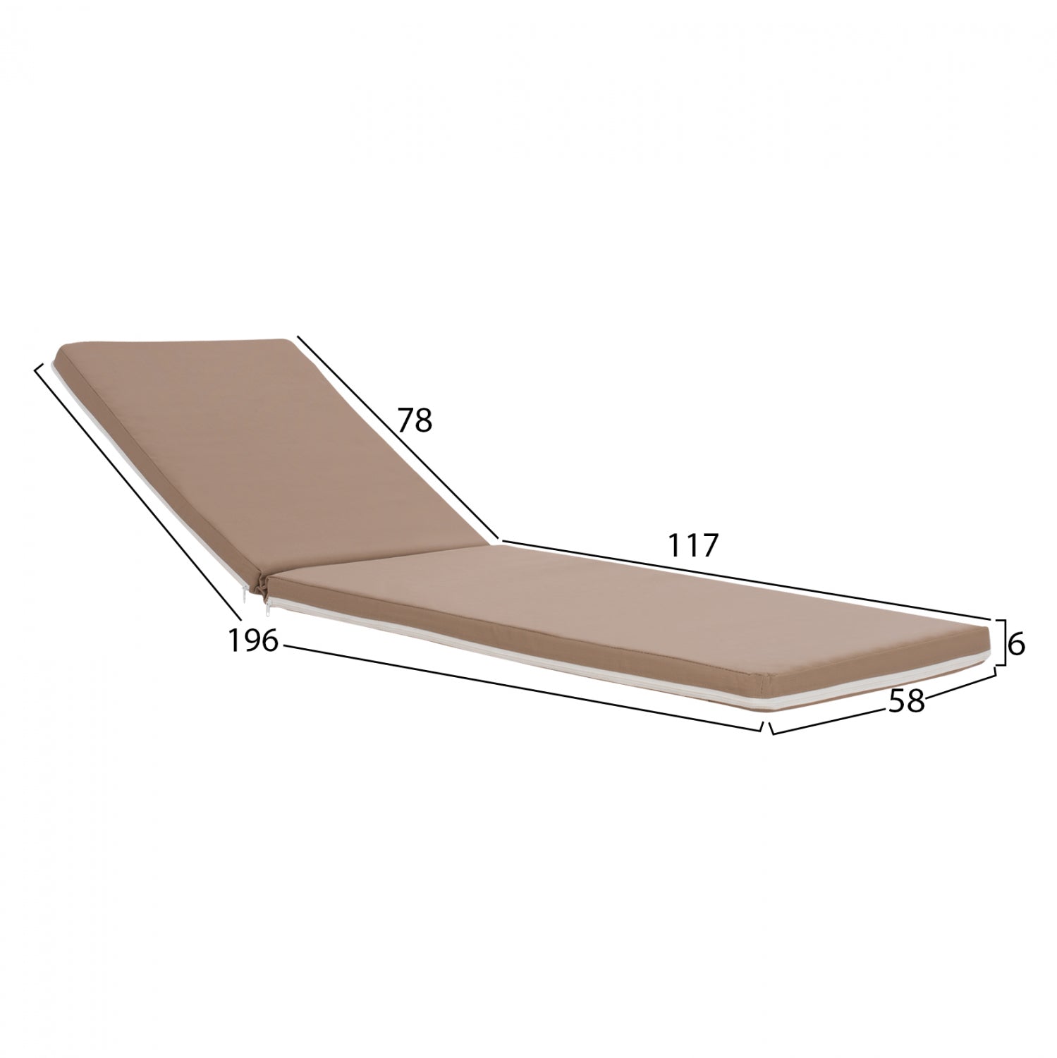 ΜΑΞΙΛΑΡΙ ΞΑΠΛΩΣΤΡΑΣ TEXTILENE 600gr/m2 2X1 SIFNOS ΜΟΚΑ HM11234.04T 196(117+1+78)x58x6 εκ. - Pakobazaar