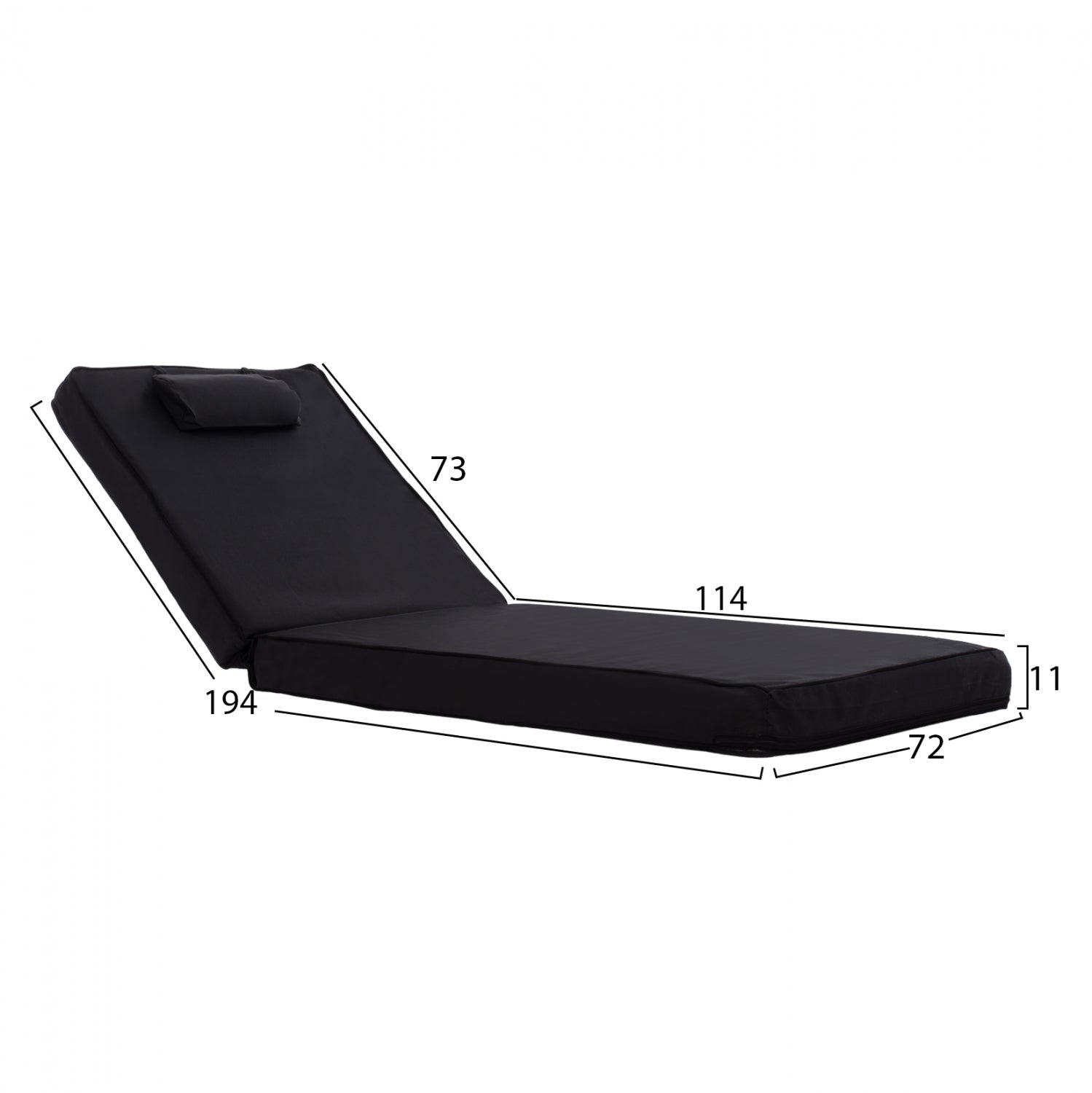 ΜΑΞΙΛΑΡΙ ΞΑΠΛΩΣΤΡΑΣ TEXTILENE 600gr/m2 2X1 SIFNOΜΑΥΡΟ HM11237.05T 194x70x11 εκ. - Pakobazaar