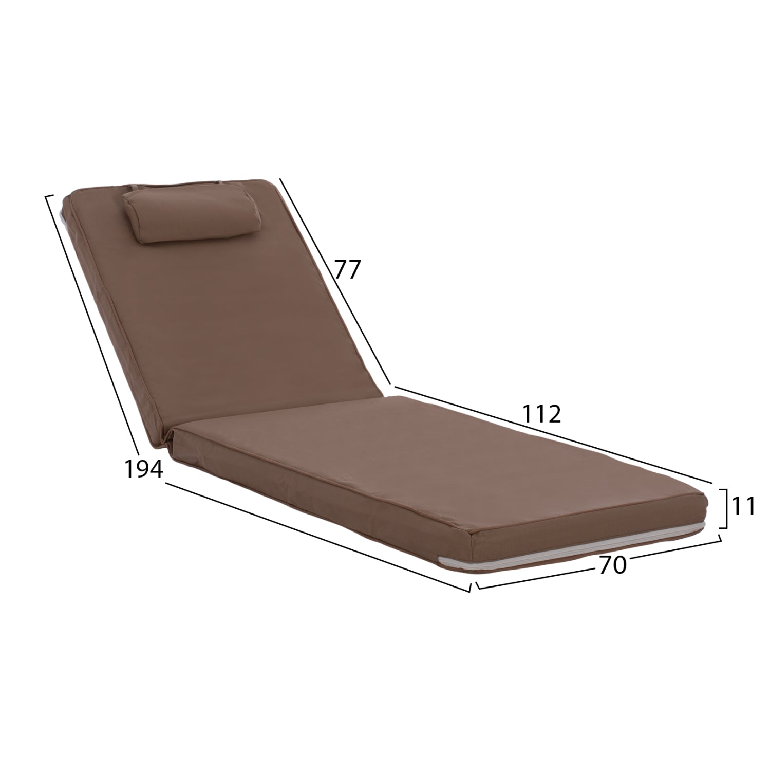 ΜΑΞΙΛΑΡΙ ΞΑΠΛΩΣΤΡΑΣ TEXTILENE 600gr/m2 2X1 SIFNOS ΜΟΚΑ HM11237.04T 194x70x11εκ. - Pakobazaar
