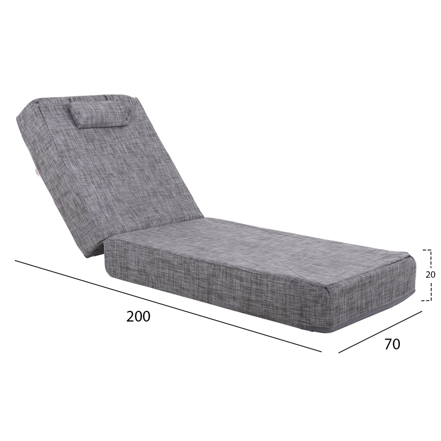 ΜΑΞΙΛΑΡΙ ΞΑΠΛΩΣΤΡΑΣ TEXTILENE SIFNOS ΓΚΡΙ HM11761.10 200(120+80)x70x20Yεκ. - Pakobazaar