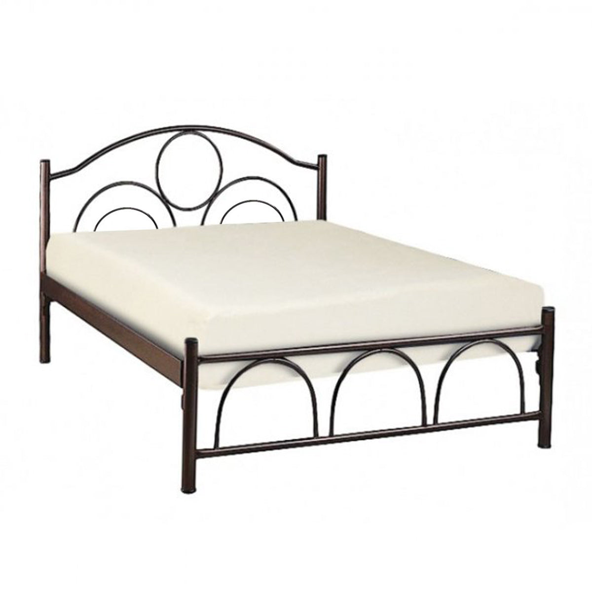 ΜΕΤΑΛΛIKO ΚΡΕΒΑΤΙ ΚΥΚΛΟΣ 150x200x90Yεκ. ΚΑΦΕ HM10366.01 - Pakobazaar