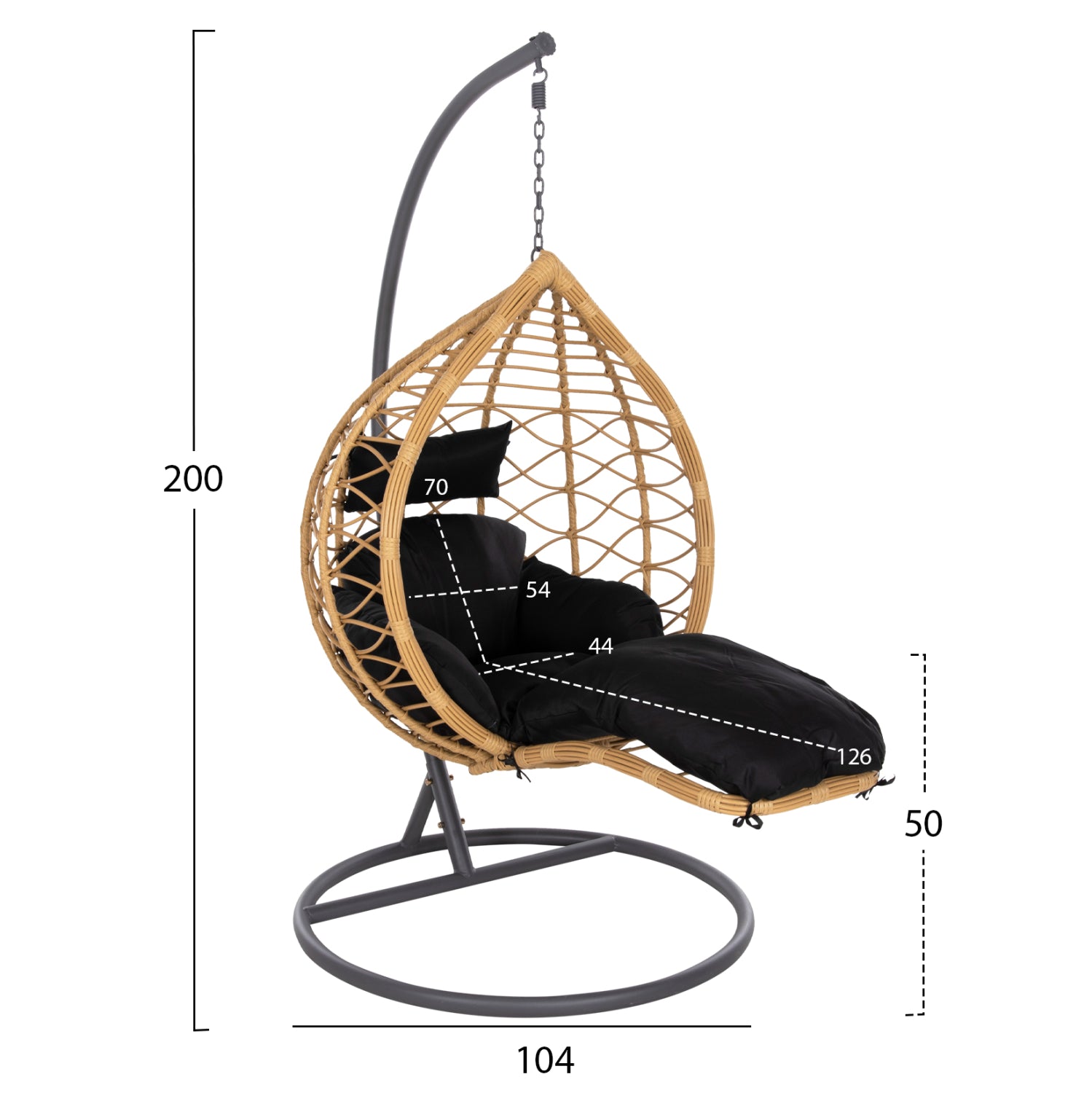 ΜΟΝΗ ΚΡΕΜΑΣΤΗ ΦΩΛΙΑ ME ΥΠΟΠΟΔΙΟ GRACIE HM5755.02 ΜΠΕΖ ΣΥΝΘ.RATTAN-ΓΚΡΙ ΜΕΤΑΛ.ΣΚΕΛΕΤΟΣ Φ104x200Υεκ - Pakobazaar