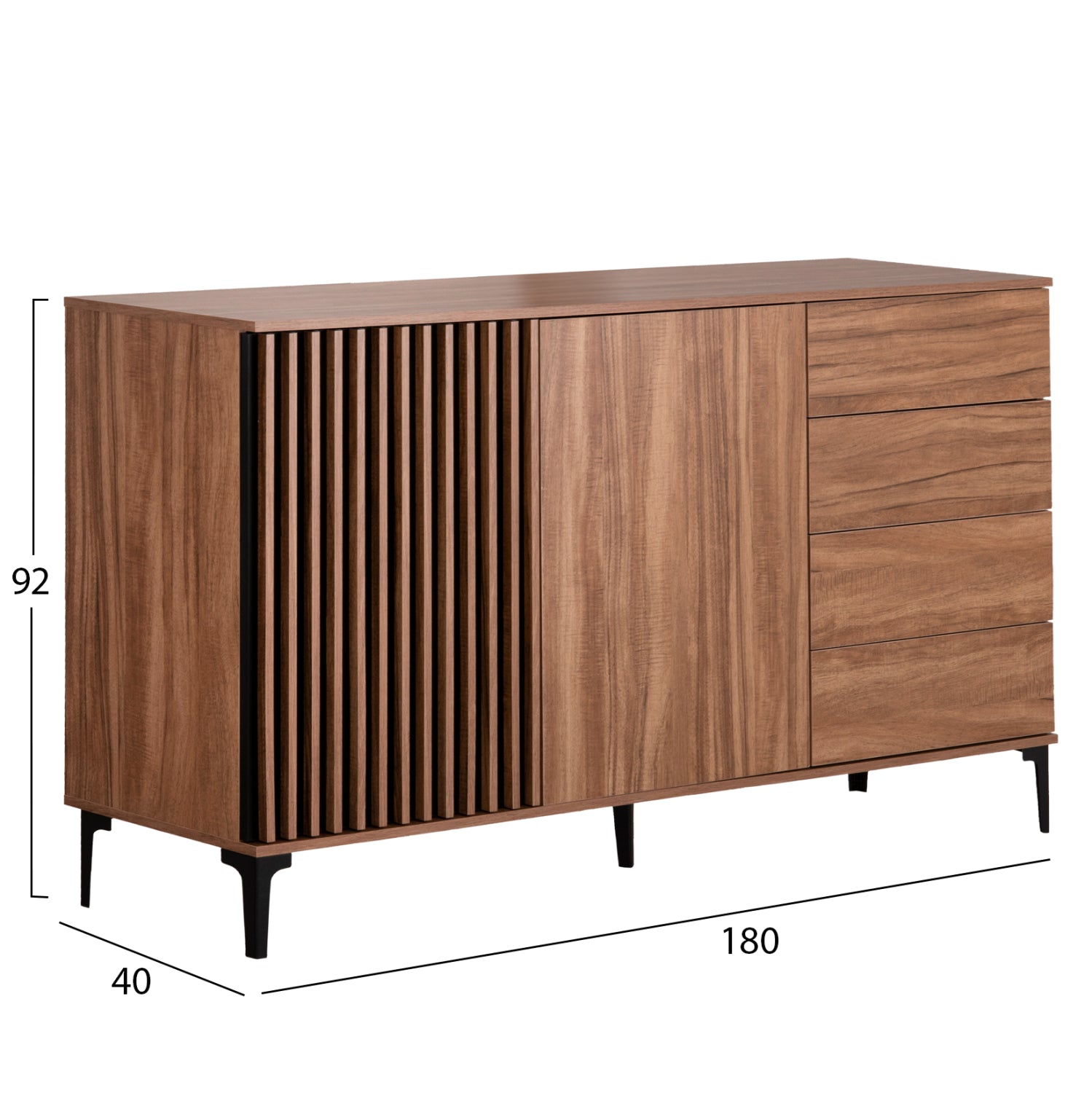 ΜΠΟΥΦΕΣ ΣΕΙΡΑ HARRY HM18006.01 ΜΕΛΑΜΙΝΗ ΦΥΣΙΚΟ ΞΥΛΟΥ-ΜΑΥΡΟ 180x40x92Υεκ. - Pakobazaar