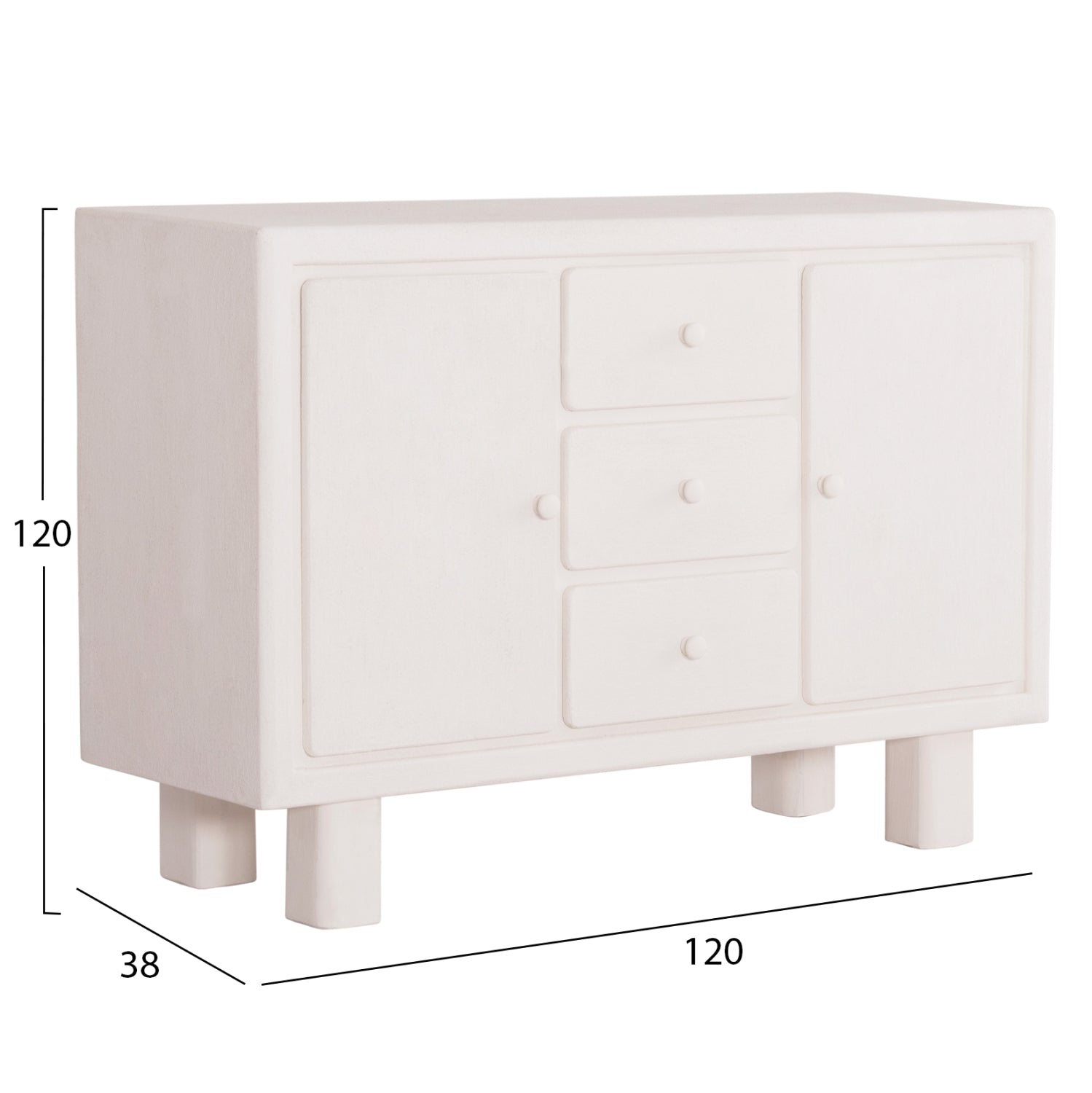 ΜΠΟΥΦΕΣ ΣΕΙΡΑ SANTORINI HM18048 MDF ΣΕ ΥΠΟΛΕΥΚΟ ΧΡΩΜΑ-3 ΣΥΡΤΑΡΙΑ & 2 ΠΟΡΤΕΣ 120x38x80Υεκ. - Pakobazaar