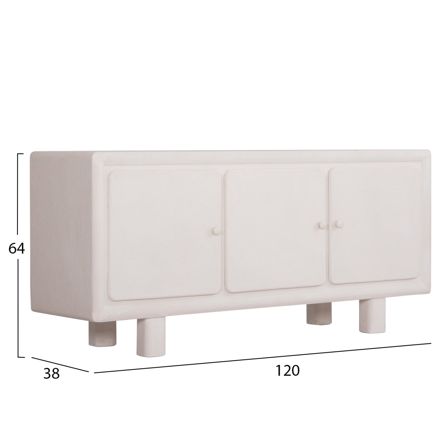ΜΠΟΥΦΕΣ ΣΕΙΡΑ SANTORINI HM18068 MDF ΣΕ ΥΠΟΛΕΥΚΟ ΧΡΩΜΑ-3 ΠΟΡΤΕΣ 140x38x64Υεκ. - Pakobazaar