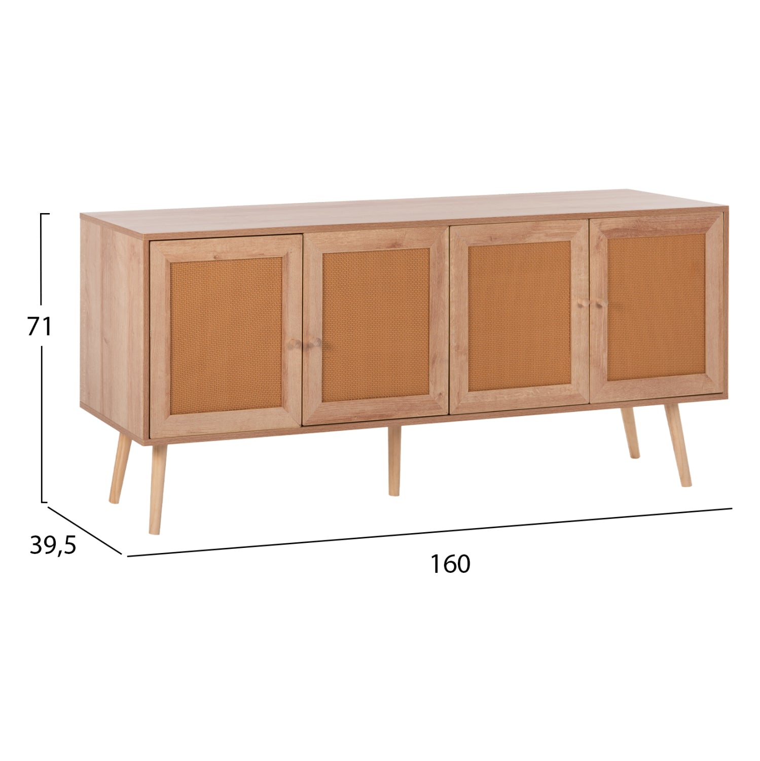 ΜΠΟΥΦΕΣ COLM HM9440.11 ΜΕΛΑΜΙΝΗΣ & ΣΥΝΘΕΤΙΚΟ RATTAN ΣΤΙΣ 4 ΠΟΡΤΕΣ 160x39,5x71Yεκ. - Pakobazaar
