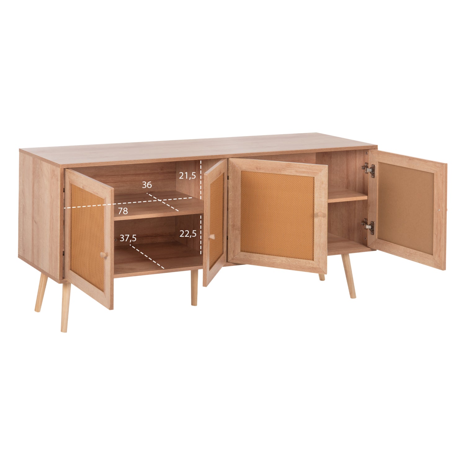 ΜΠΟΥΦΕΣ COLM HM9440.11 ΜΕΛΑΜΙΝΗΣ & ΣΥΝΘΕΤΙΚΟ RATTAN ΣΤΙΣ 4 ΠΟΡΤΕΣ 160x39,5x71Yεκ. - Pakobazaar