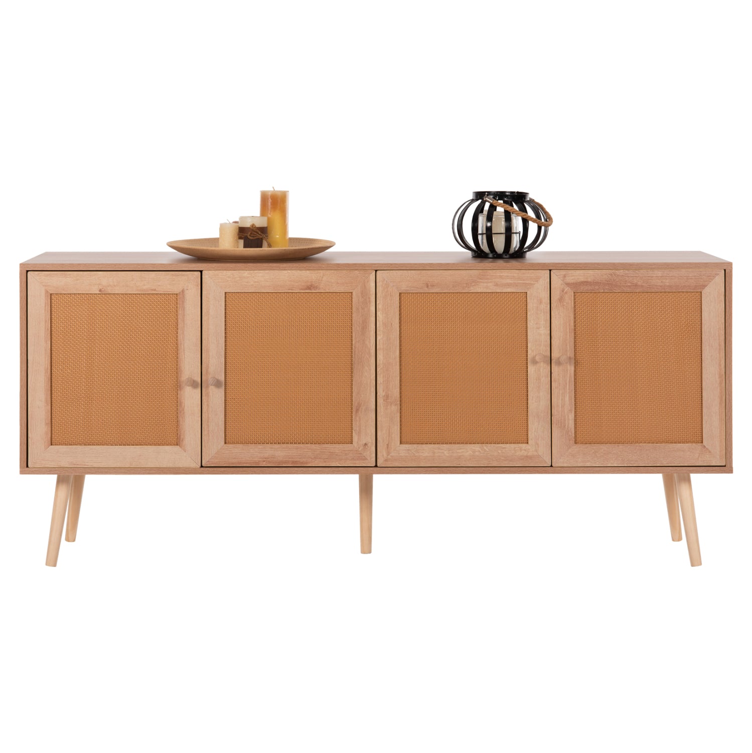 ΜΠΟΥΦΕΣ COLM HM9440.11 ΜΕΛΑΜΙΝΗΣ & ΣΥΝΘΕΤΙΚΟ RATTAN ΣΤΙΣ 4 ΠΟΡΤΕΣ 160x39,5x71Yεκ. - Pakobazaar