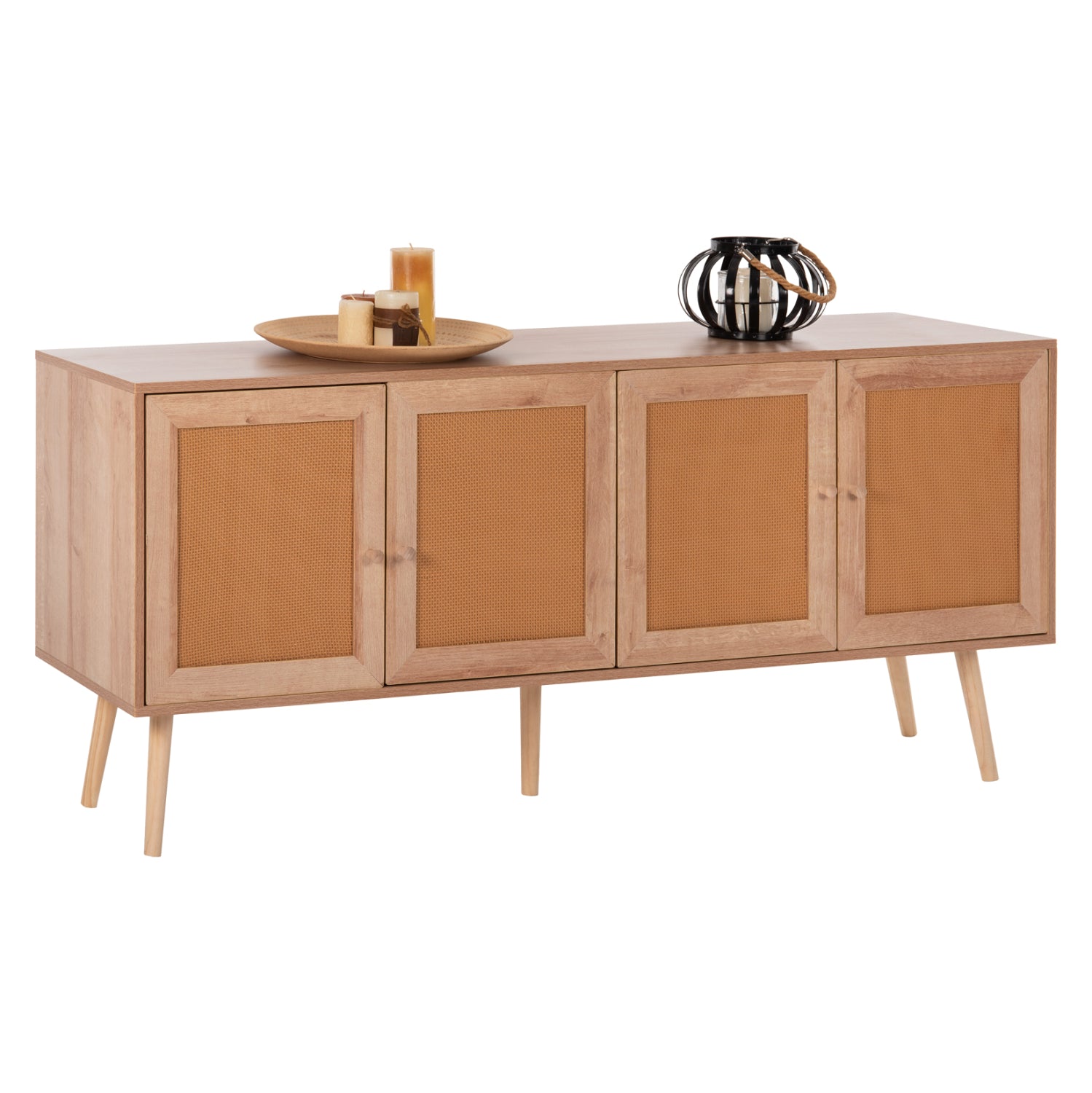 ΜΠΟΥΦΕΣ COLM HM9440.11 ΜΕΛΑΜΙΝΗΣ & ΣΥΝΘΕΤΙΚΟ RATTAN ΣΤΙΣ 4 ΠΟΡΤΕΣ 160x39,5x71Yεκ. - Pakobazaar