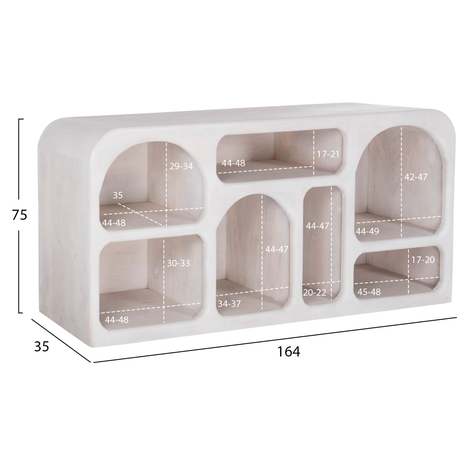 ΜΠΟΥΦΕΣ HANDYR HM9705 ΜΑΣΙΦ ΞΥΛΟ MANGO ΣΕ ΛΕΥΚΟ ΧΡΩΜΑ 165x35x75Yεκ. - Pakobazaar