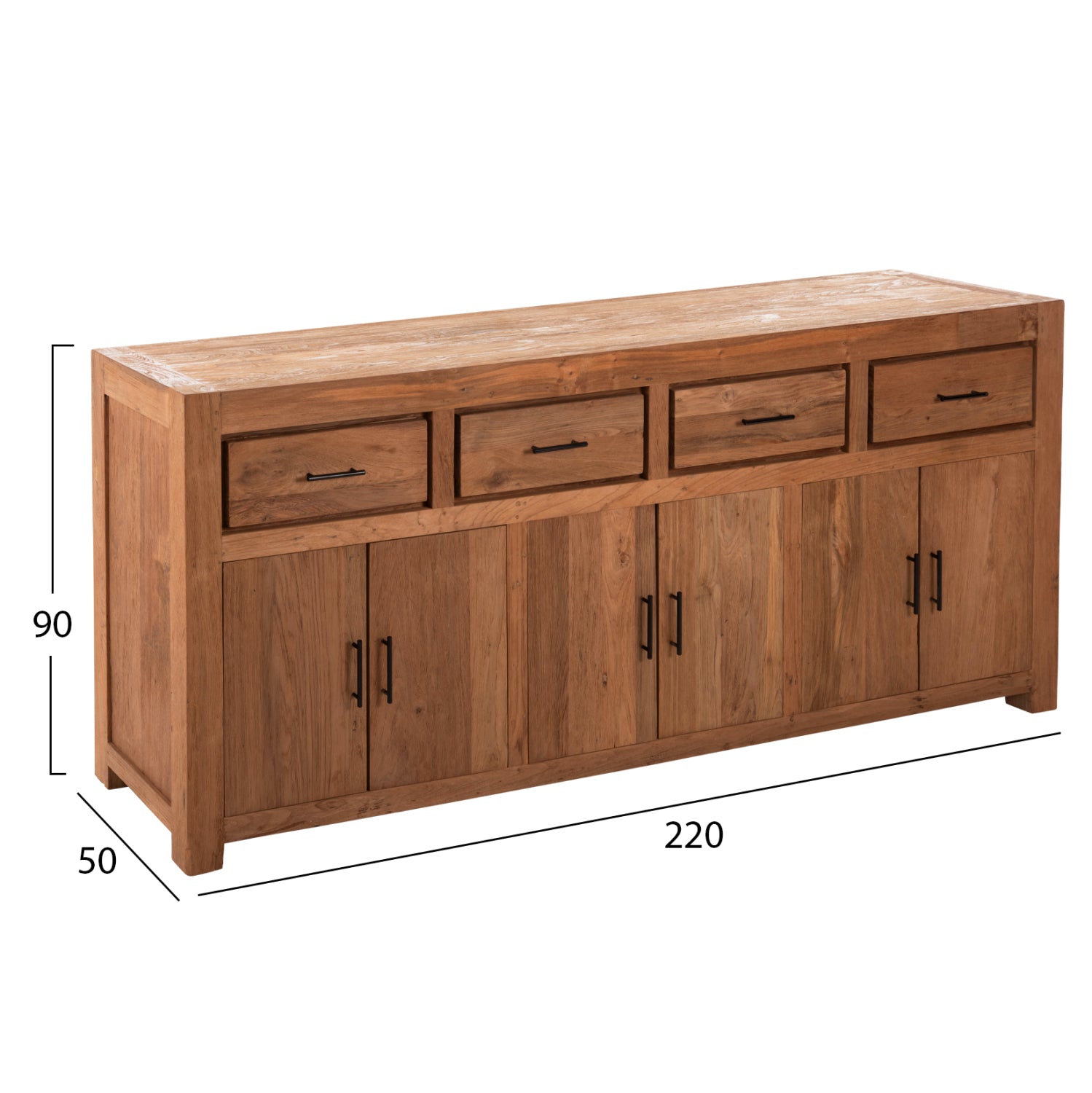 ΜΠΟΥΦΕΣ GRAYSON HM9802 ΑΝΑΚΥΚΛΩΜΕΝΟ ΞΥΛΟ TEAK ΣΕ ΦΥΣΙΚΟ 220x50x90Υεκ. - Pakobazaar