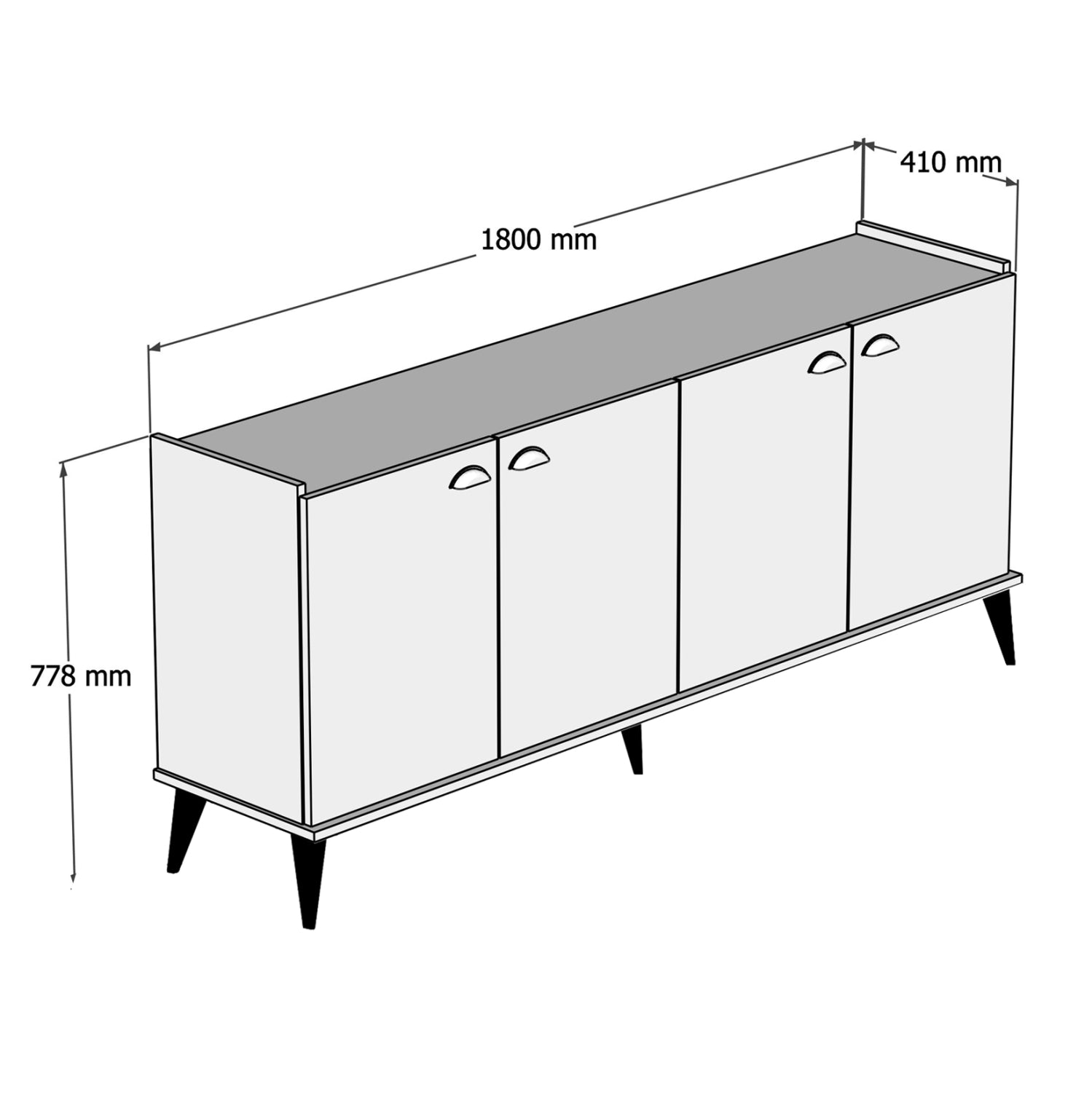 ΜΠΟΥΦΕΣ ΜΕΛΑΜΙΝΗΣ HM9045.01 NATURAL WOOD - ΜΑΥΡΟ ΜΑΡΜΑΡΟ 180x41x77,8Y εκ. - Pakobazaar