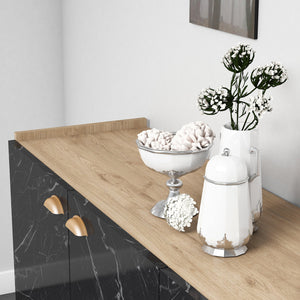 ΜΠΟΥΦΕΣ ΜΕΛΑΜΙΝΗΣ HM9045.01 NATURAL WOOD - ΜΑΥΡΟ ΜΑΡΜΑΡΟ 180x41x77,8Y εκ. - Pakobazaar