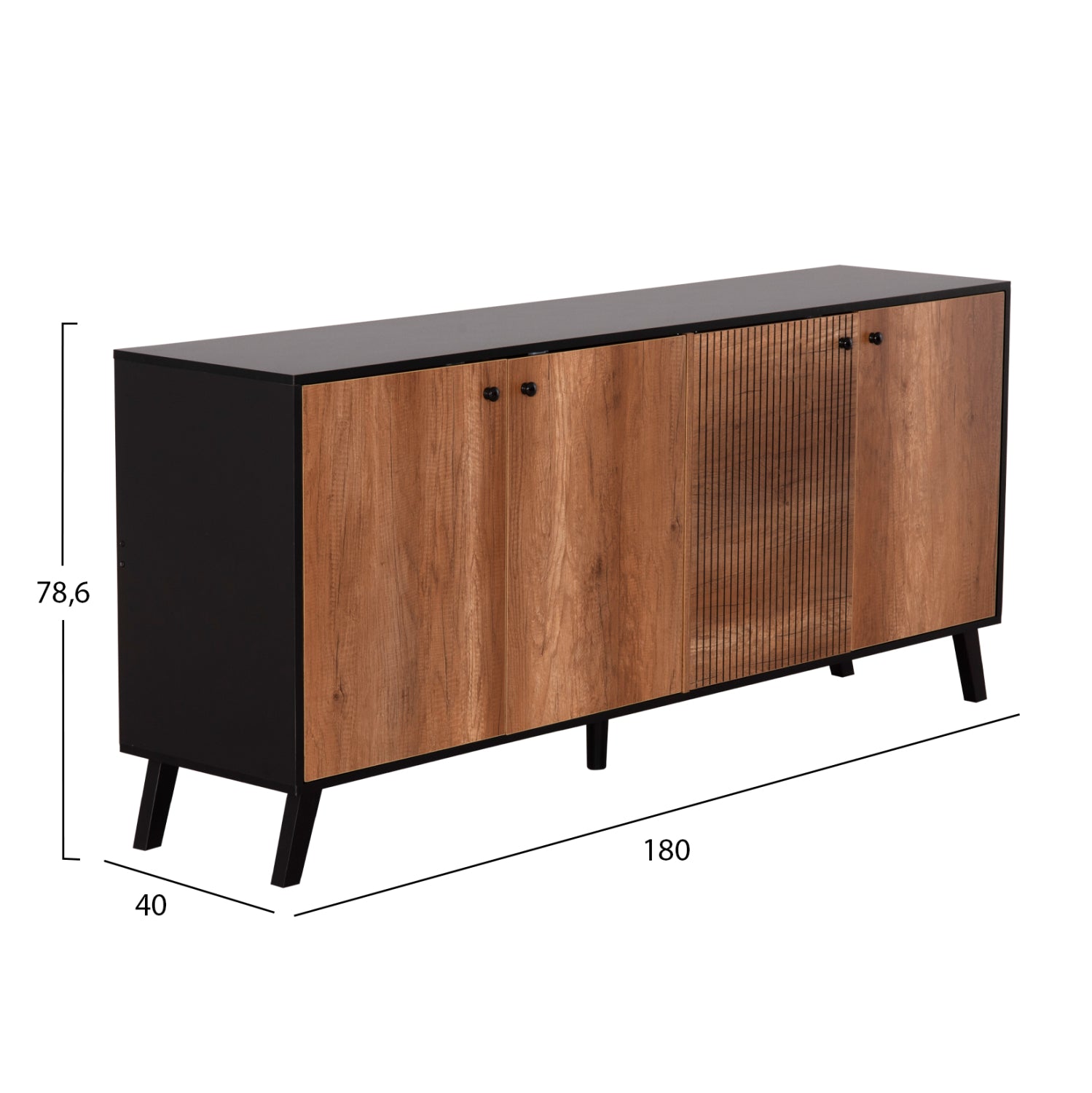 ΜΠΟΥΦΕΣ ΜΕΛΑΜΙΝΗΣ KRUDEN HM9446.11 ΜΑΥΡΟ-ΦΥΣΙΚΟ 180x40x78.6Υεκ. - Pakobazaar
