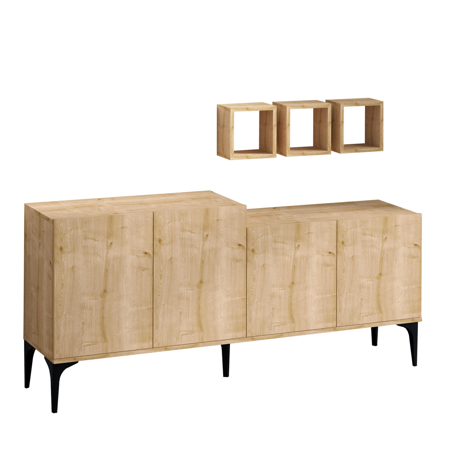 ΜΠΟΥΦΕΣ ΜΕΛΑΜΙΝΗΣ ΚΑΙ 3 ΡΑΦΑΚΙΑ ΣΕ ΦΥΣΙΚΟ ΧΡΩΜΑ 180x40x85Υεκ.HM9430.01 - Pakobazaar