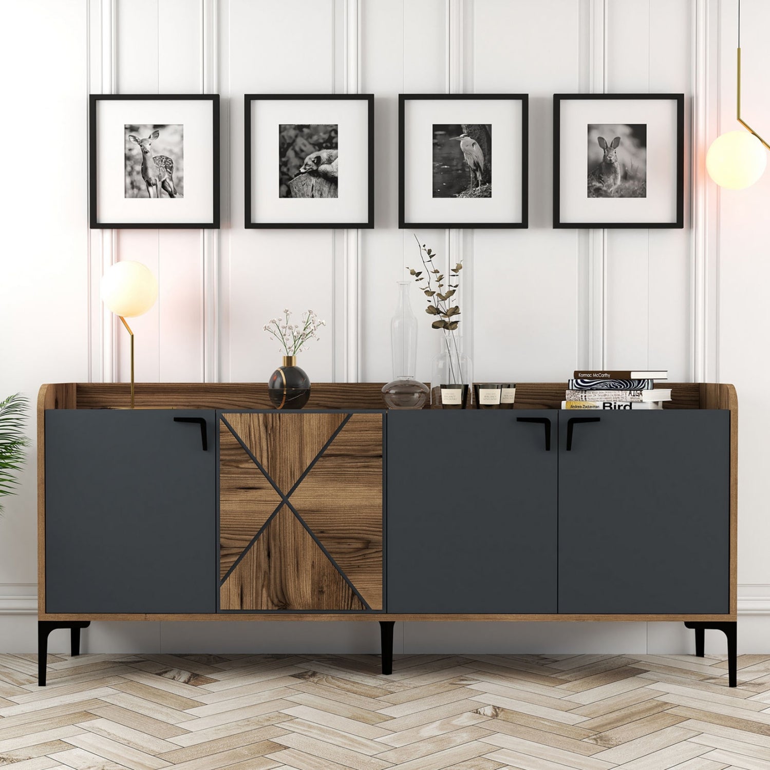 ΜΠΟΥΦΕΣ ΜΕΛΑΜΙΝΗΣ ΚΑΡΥΔΙ ΚΑΙ ΑΝΘΡΑΚΙ 180x35x78Yεκ. HM9433.01 - Pakobazaar