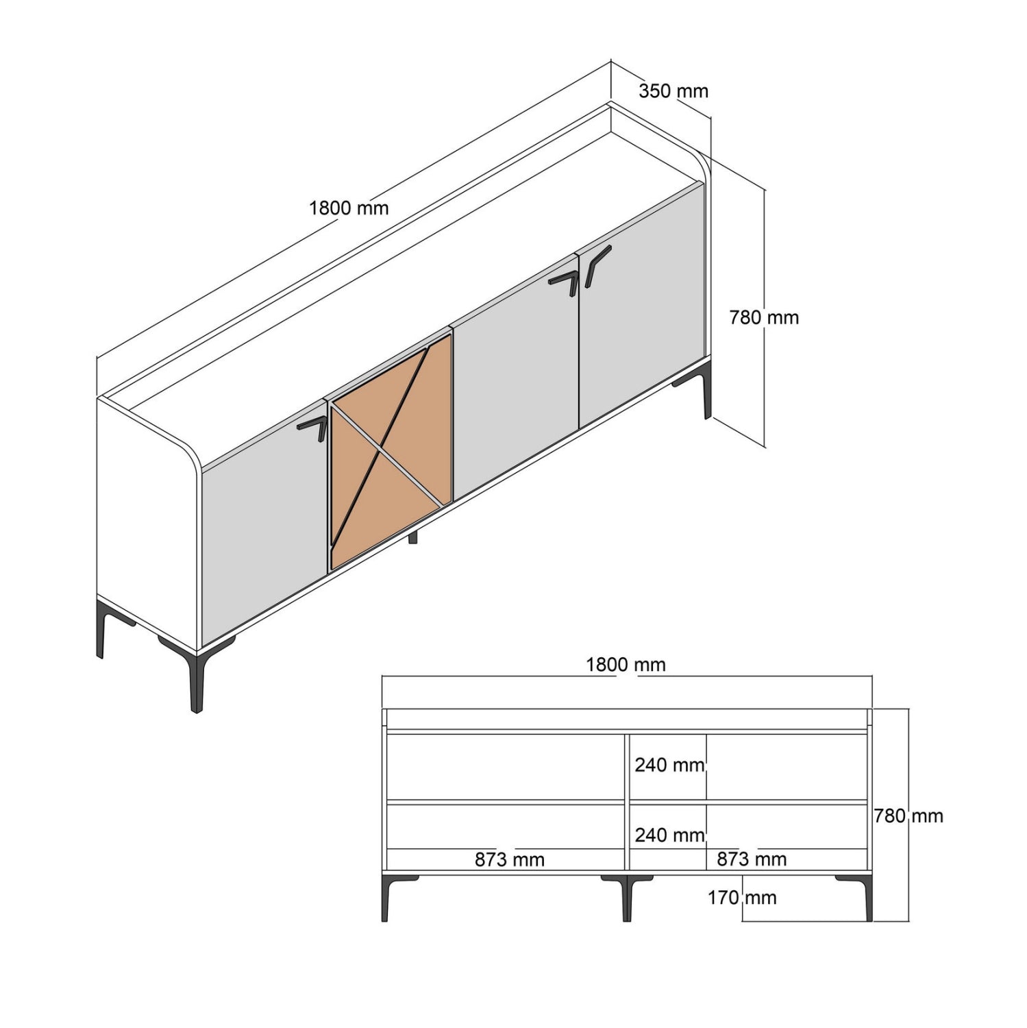 ΜΠΟΥΦΕΣ ΜΕΛΑΜΙΝΗΣ ΚΑΡΥΔΙ ΜΕ ΟΨΗ ΜΑΥΡΟΥ ΜΑΡΜΑΡΟΥ HM9433.03  180x35x78Υ εκ. - Pakobazaar