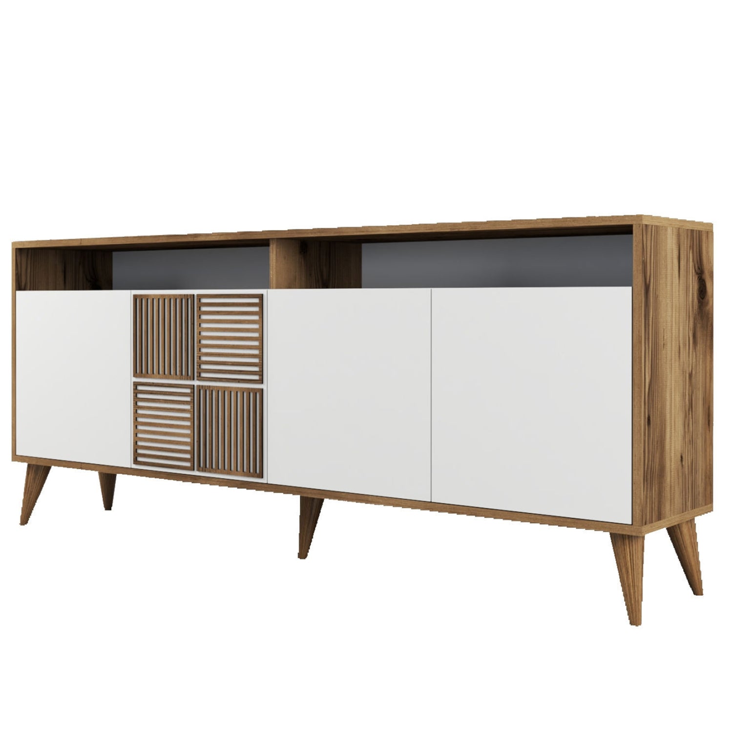 ΜΠΟΥΦΕΣ ΜΕΛΑΜΙΝΗΣ ΣΕ ΚΑΡΥΔΙ ΧΡΩΜΑ ΜΕ ΛΕΥΚΕΣ ΠΟΡΤΕΣ 180x35x78.6Υεκ.HM9431.02 - Pakobazaar