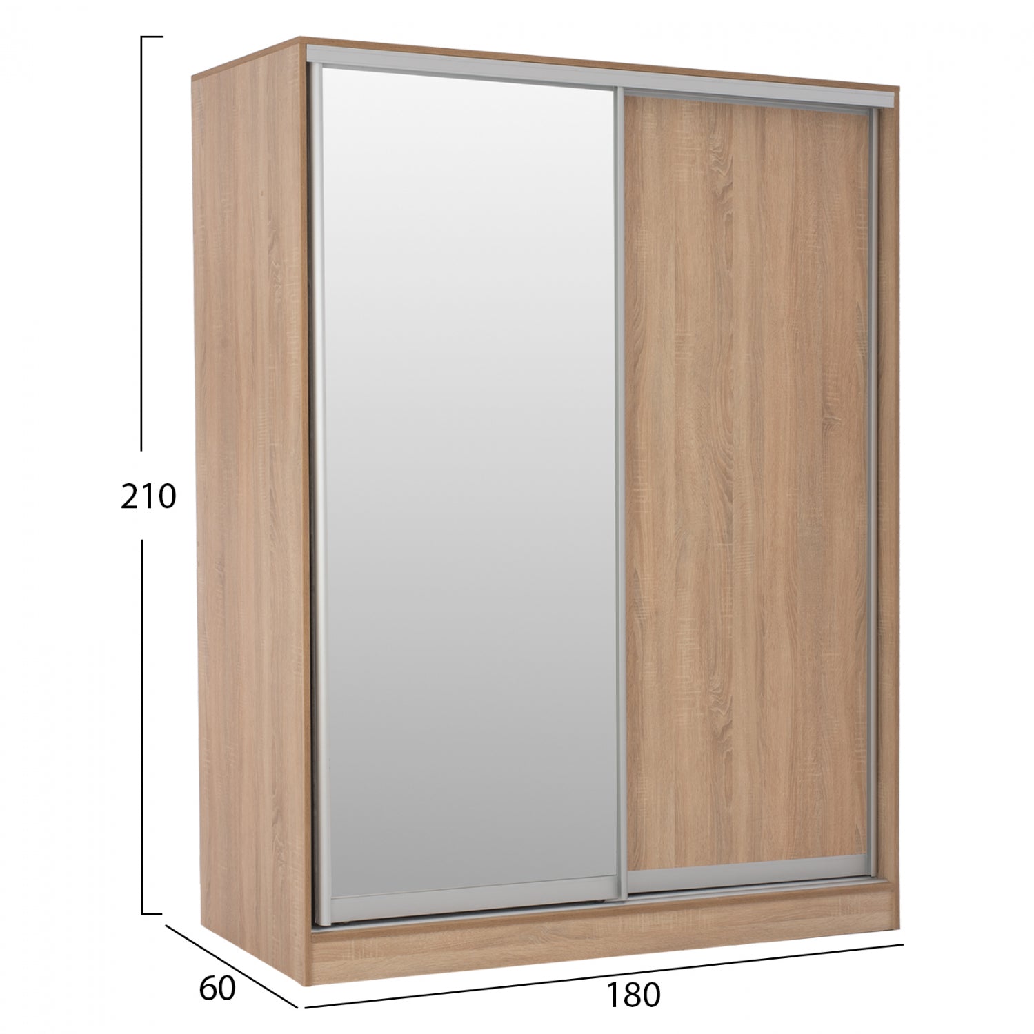 ΝΤΟΥΛΑΠΑ 2ΦΥΛΛΗ 180X60X210Υεκ. ΣΥΡΟΜΕΝΗ ΜΕ ΚΑΘΡΕΠΤΗ SONAMA OAK HM2437 - Pakobazaar