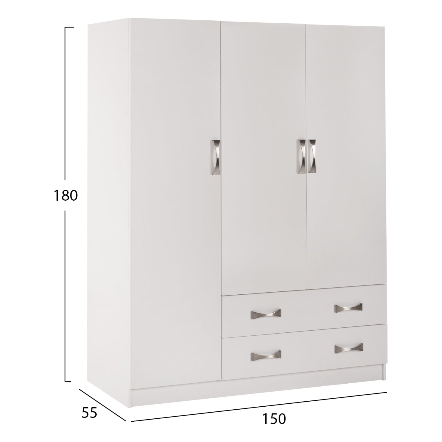 ΝΤΟΥΛΑΠΑ 3ΦΥΛΛΗ CARLY HM384.05 ΜΕ ΔΥΟ ΣΥΡΤΑΡΙΑ ΛΕΥΚΗ 150X55Χ180Υεκ. - Pakobazaar
