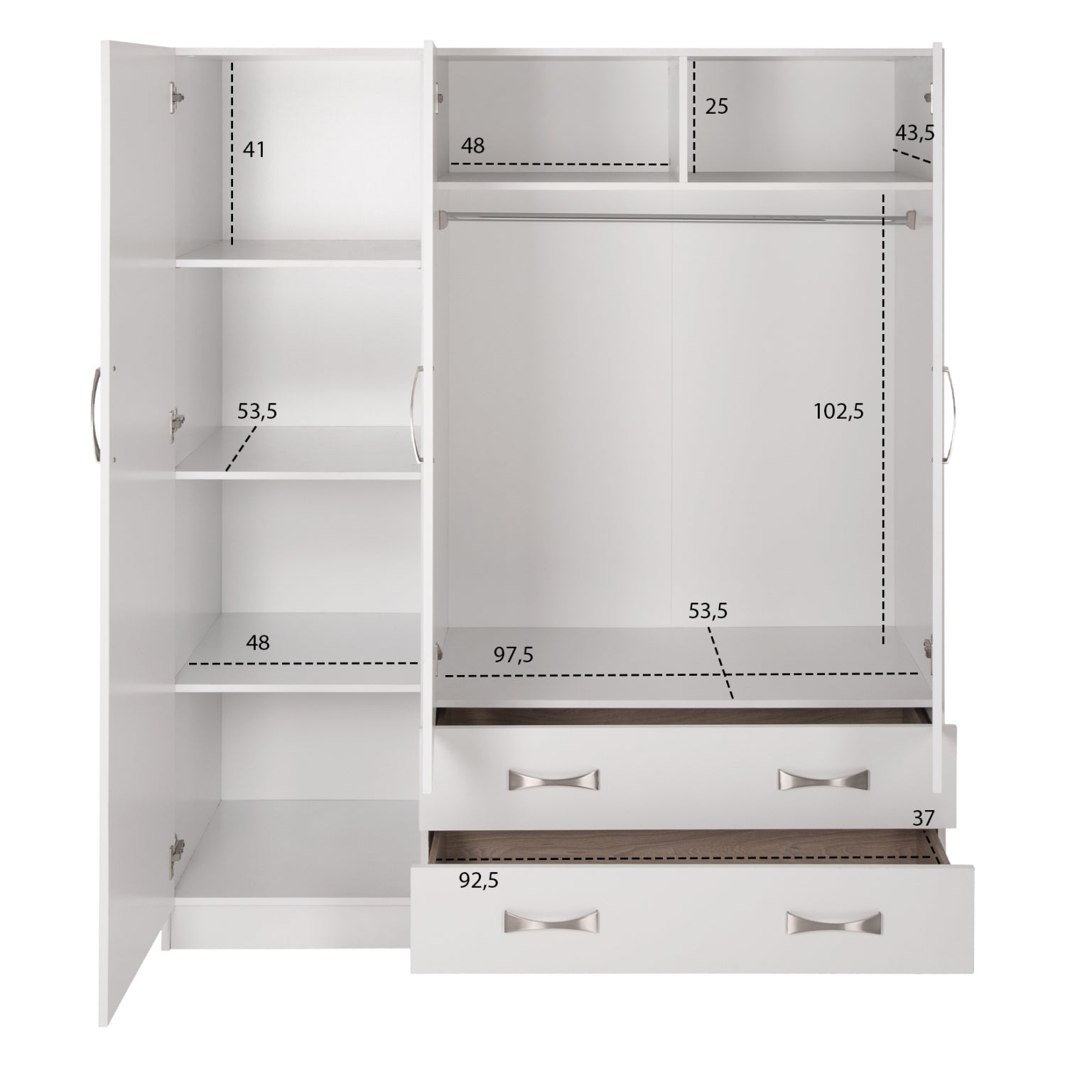 ΝΤΟΥΛΑΠΑ 3ΦΥΛΛΗ CARLY HM384.05 ΜΕ ΔΥΟ ΣΥΡΤΑΡΙΑ ΛΕΥΚΗ 150X55Χ180Υεκ. - Pakobazaar