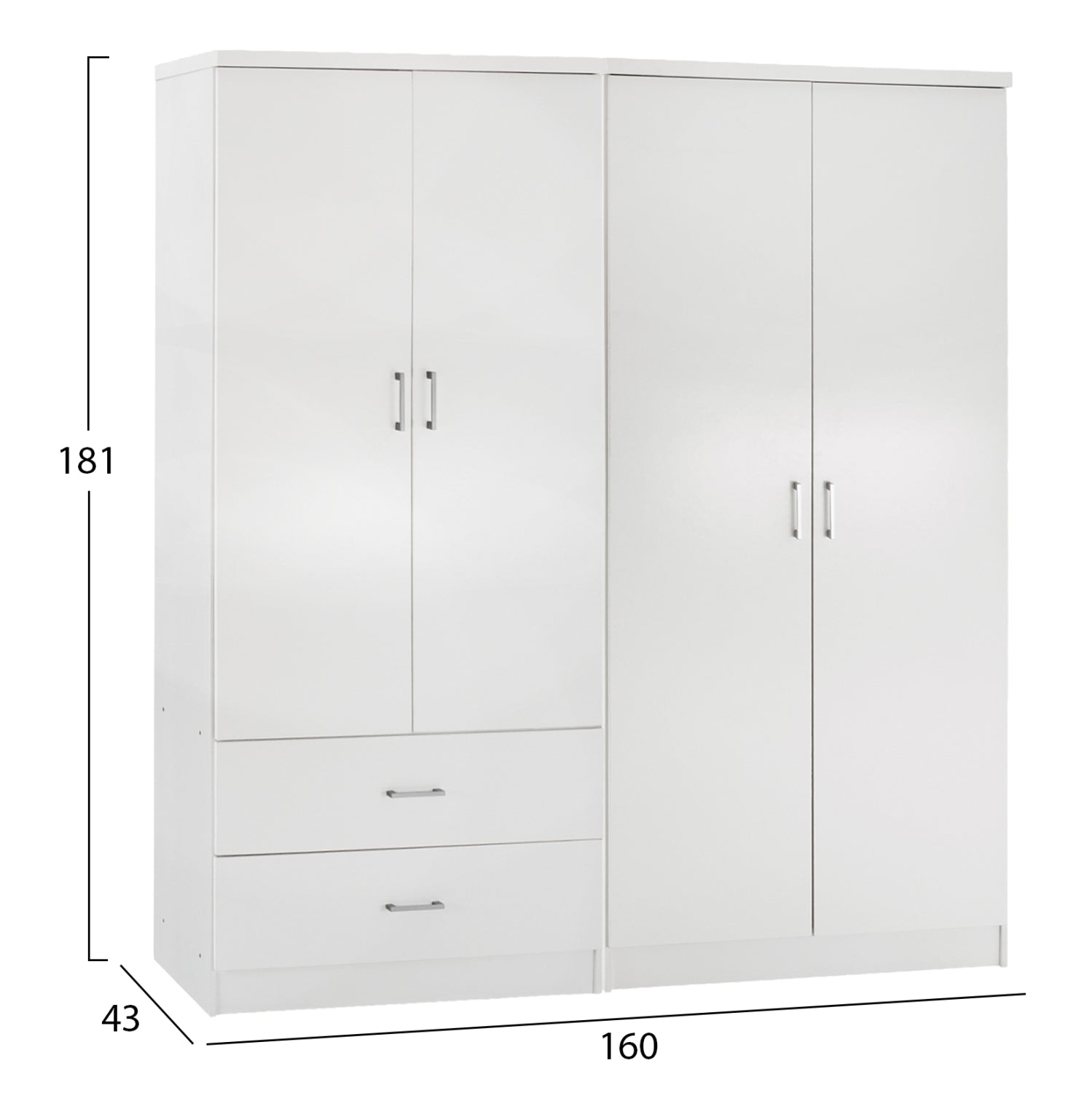 ΝΤΟΥΛΑΠΑ 4-ΦΥΛΛΗ ΜΕ 2 ΣΥΡΤΑΡΙΑ JENNA HM11351.05 ΜΕΛΑΜΙΝΗ ΣΕ ΛΕΥΚΟ 160x43x181Υ - Pakobazaar