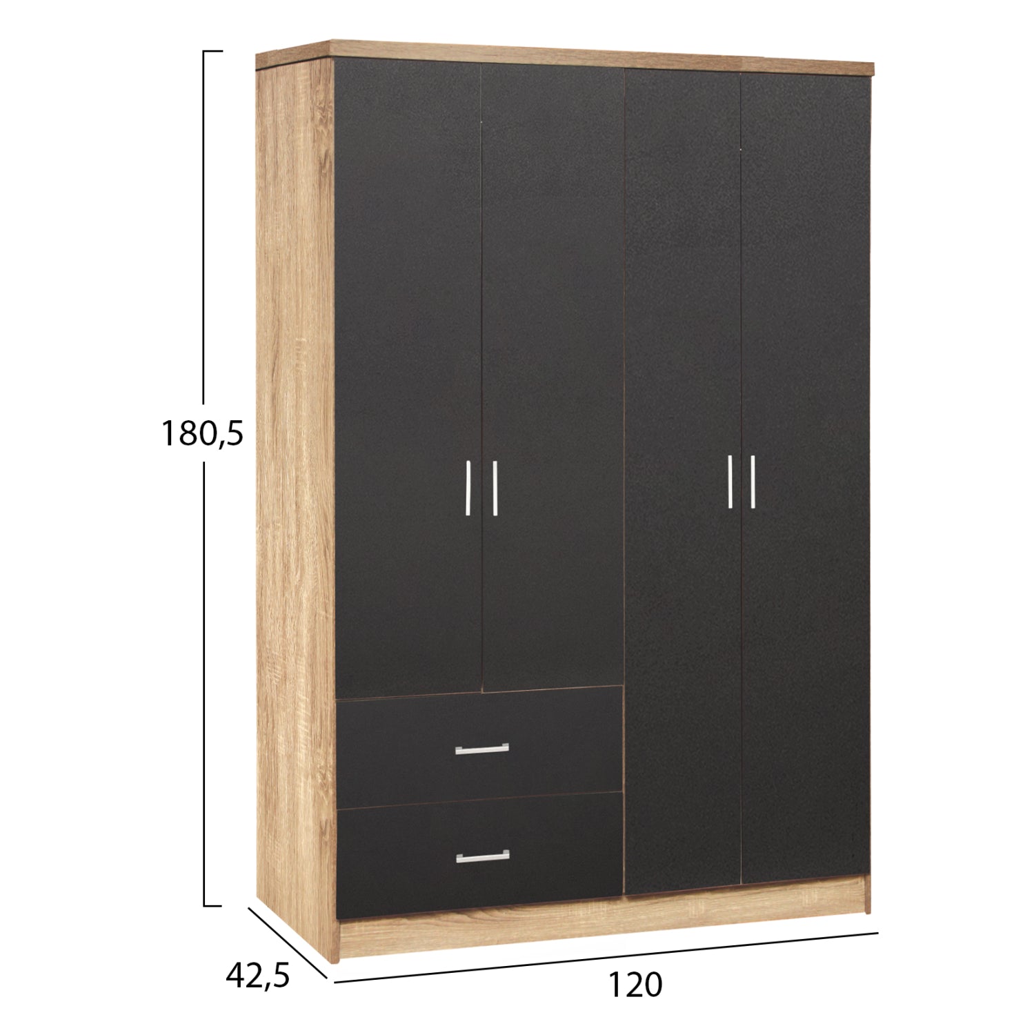 ΝΤΟΥΛΑΠΑ 4ΦΥΛΛΗ BRIANA ME 2 ΣΥΡΤΑΡΙΑ HM339.04 SONAMA-ΓΚΡΙ 120Χ42,5Χ180,5εκ. - Pakobazaar