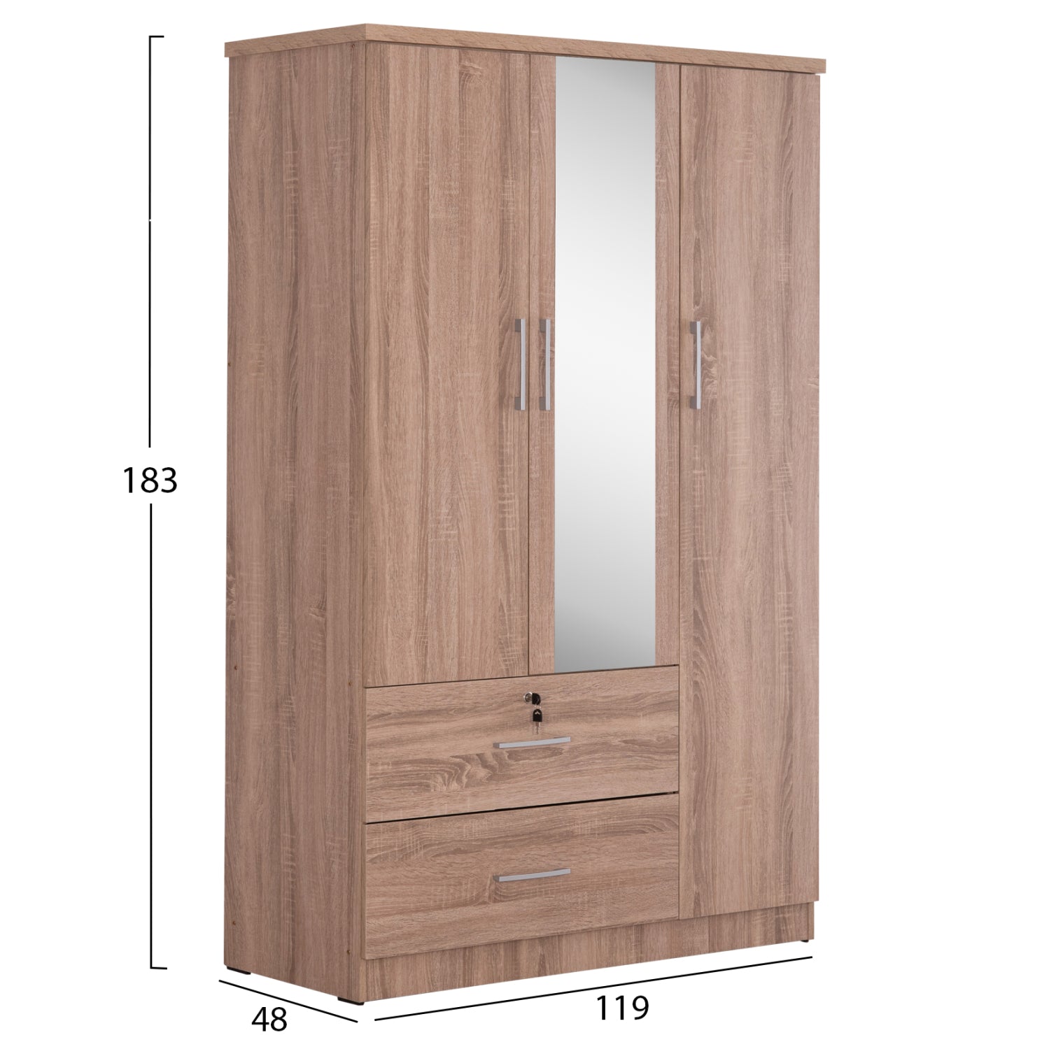 ΝΤΟΥΛΑΠΑ ΜΕ ΚΑΘΡΕΦΤΗ & ΣΥΡΤΑΡΙΑ JARRY HM2485.11 SONAMA OAK ΜΕΛΑΜΙΝΗ 119x48x183Υεκ - Pakobazaar