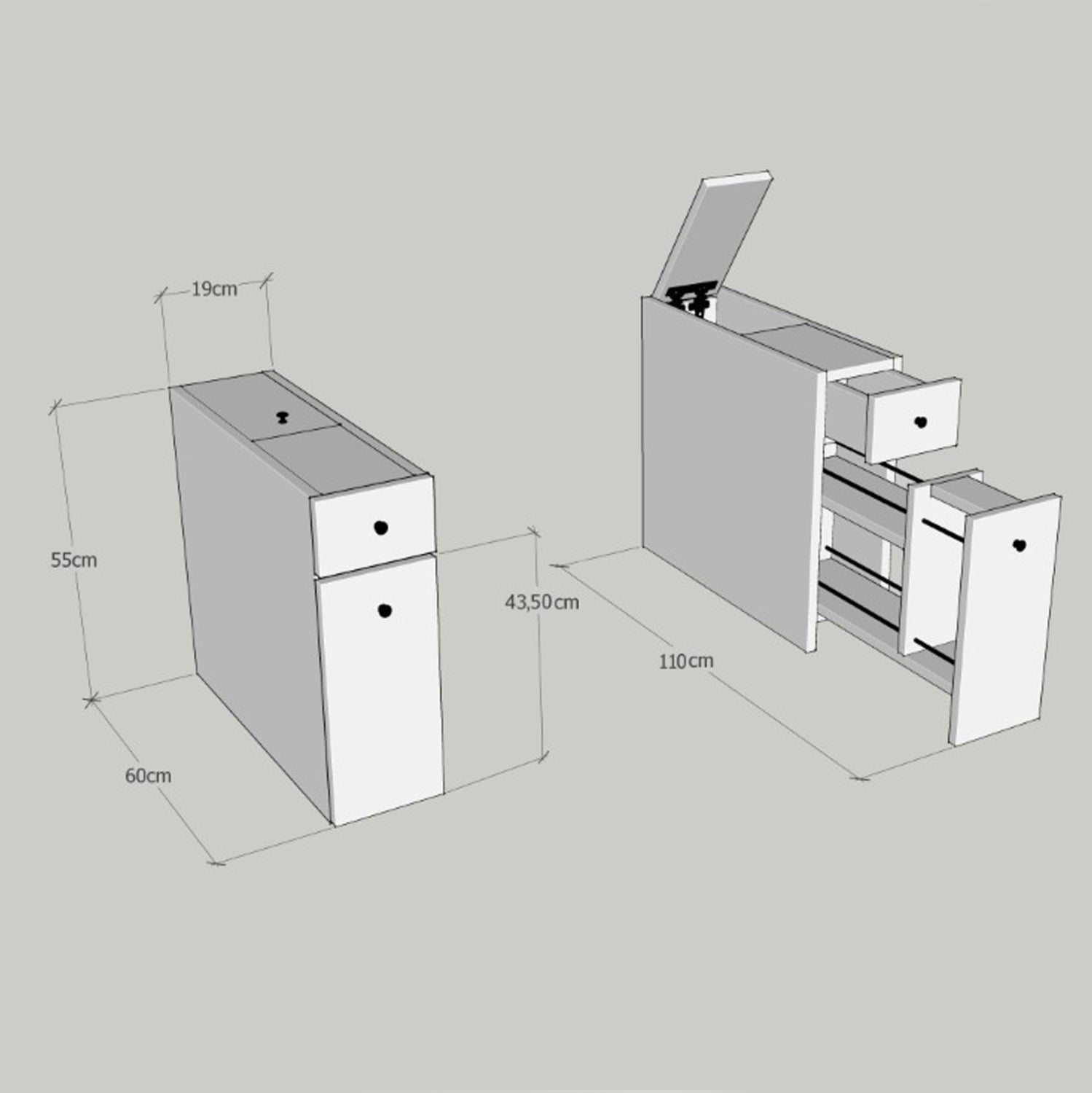 ΝΤΟΥΛΑΠΙ ΜΠΑΝΙΟΥ ΑΝΘΡΑΚΙ ΜΕΛΑΜΙΝΗ 19x60x55Υεκ.HM9424.01 - Pakobazaar