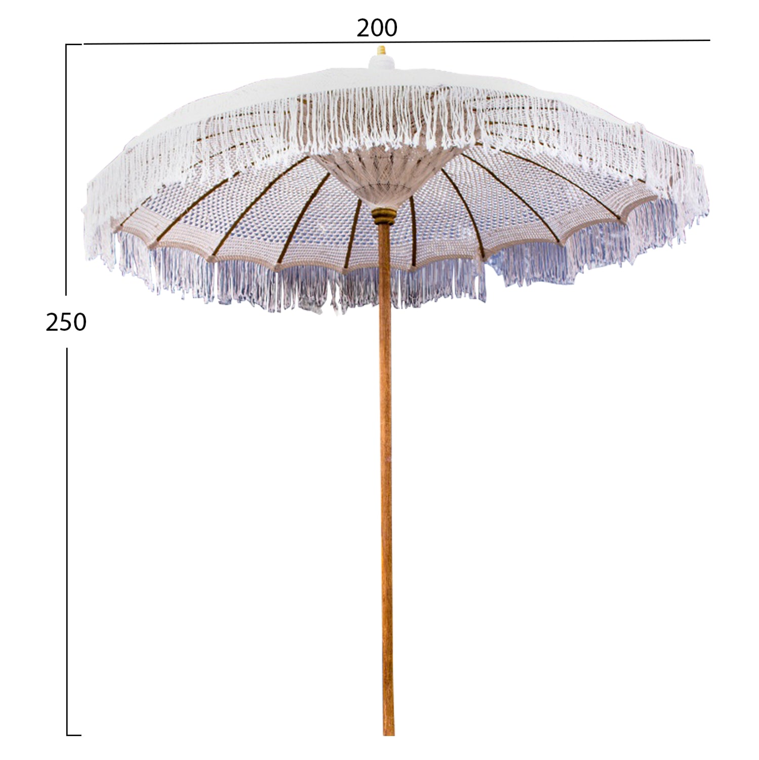 ΟΜΠΡΕΛΑ ΜΠΑΛΙΝΕΖΙΚΗ ΜΑΚΡΑΜΕ ΜΠΕΖ ΞΥΛO TEAK Φ200X250εκ. HM6035.91