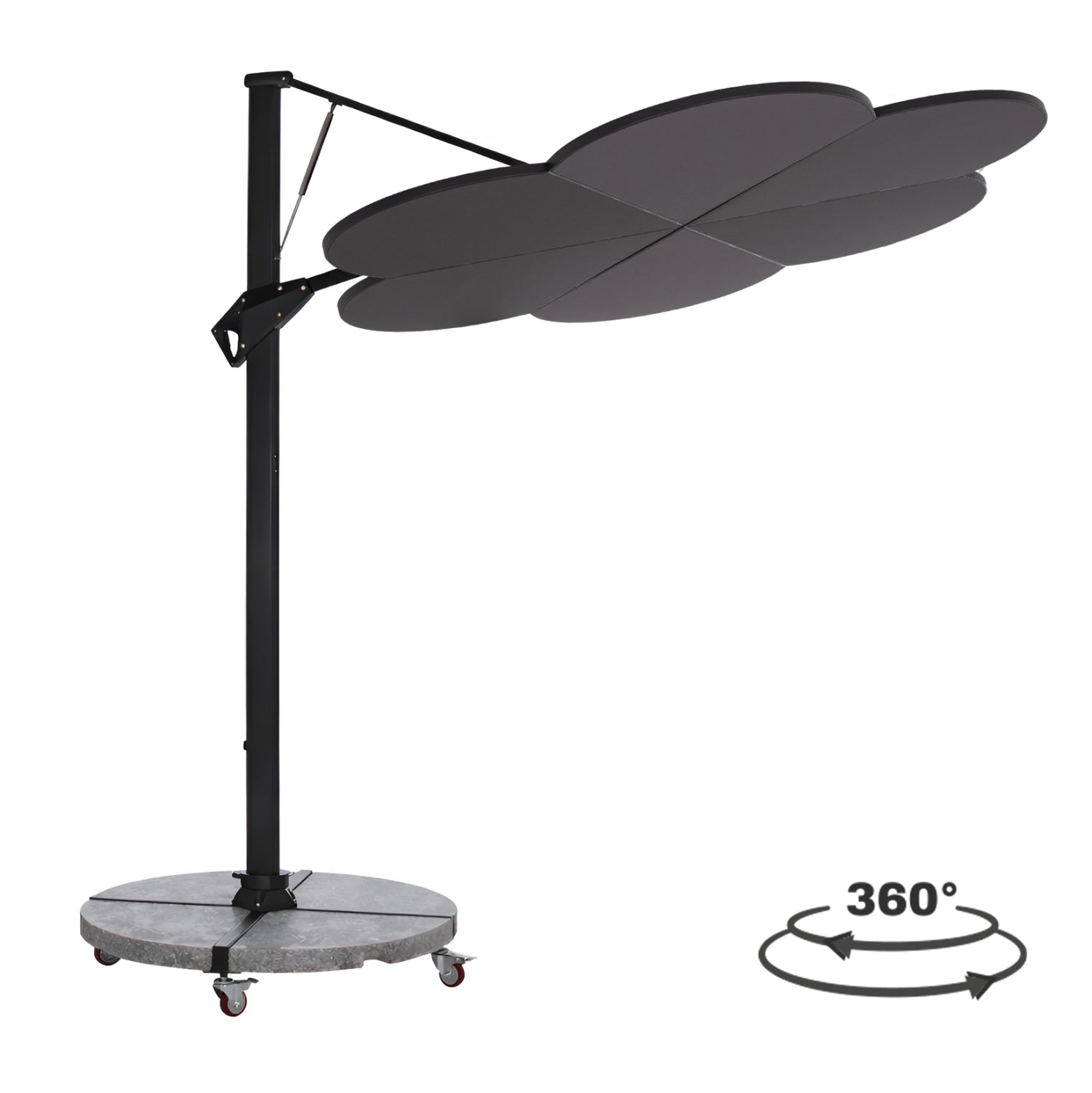 ΟΜΠΡΕΛΑ ΜΕ ΒΑΣΗ ΣΕΙΡΑ CANNOPY (flower) HM21286.01 ΑΛΟΥΜΙΝΙΟ-ΓΡΑΝΙΤΗΣ-ΜΟΛΥΒΙ ΧΡΩΜΑ 2,38x2,2μ - Pakobazaar