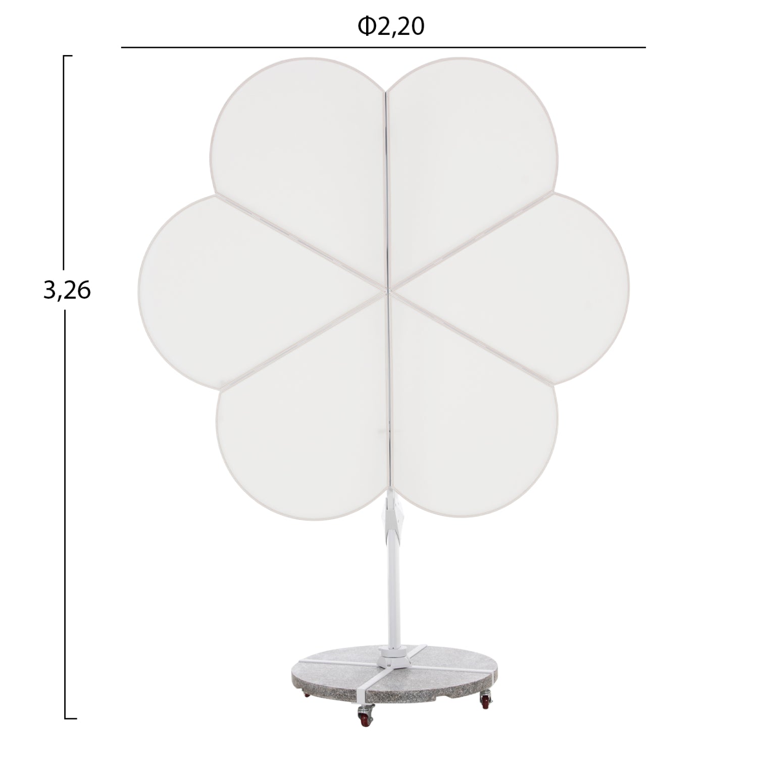 ΟΜΠΡΕΛΑ ΜΕ ΒΑΣΗ ΣΕΙΡΑ CANNOPY (flower) HM21286.02 ΑΛΟΥΜΙΝΙΟ-ΓΡΑΝΙΤΗΣ-ΛΕΥΚΟ 2,38x2,2μ - Pakobazaar