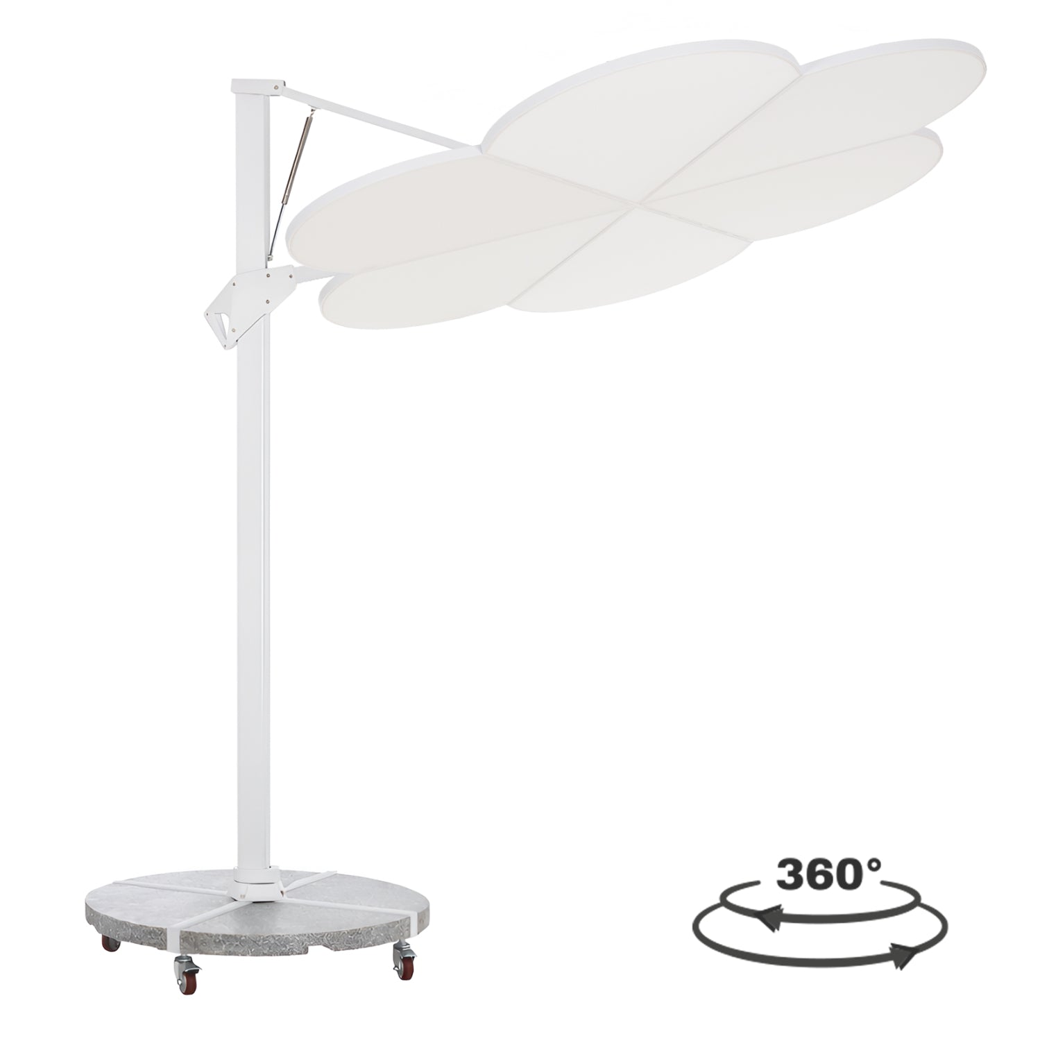 ΟΜΠΡΕΛΑ ΜΕ ΒΑΣΗ ΣΕΙΡΑ CANNOPY (flower) HM21286.02 ΑΛΟΥΜΙΝΙΟ-ΓΡΑΝΙΤΗΣ-ΛΕΥΚΟ 2,38x2,2μ - Pakobazaar