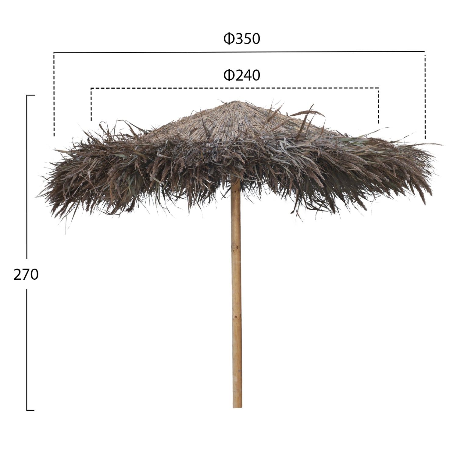 ΟΜΠΡΕΛΑ ΨΑΘΙΝΗ ΤΡΟΠΙΚΗ ΜΕ ΑΝΤΗΡΙΔΕΣ Φ240x270Υ εκ.HM5897 - Pakobazaar