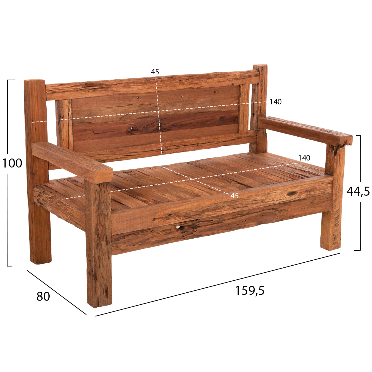 ΠΑΓΚΑΚΙ 3ΘΕΣΙΟ THREEWAY HM9454.01 ΑΝΑΚΥΚΛΩΜΕΝΑ ΞΥΛΑ ΜΙΧ 159,5x80x100Υεκ. - Pakobazaar