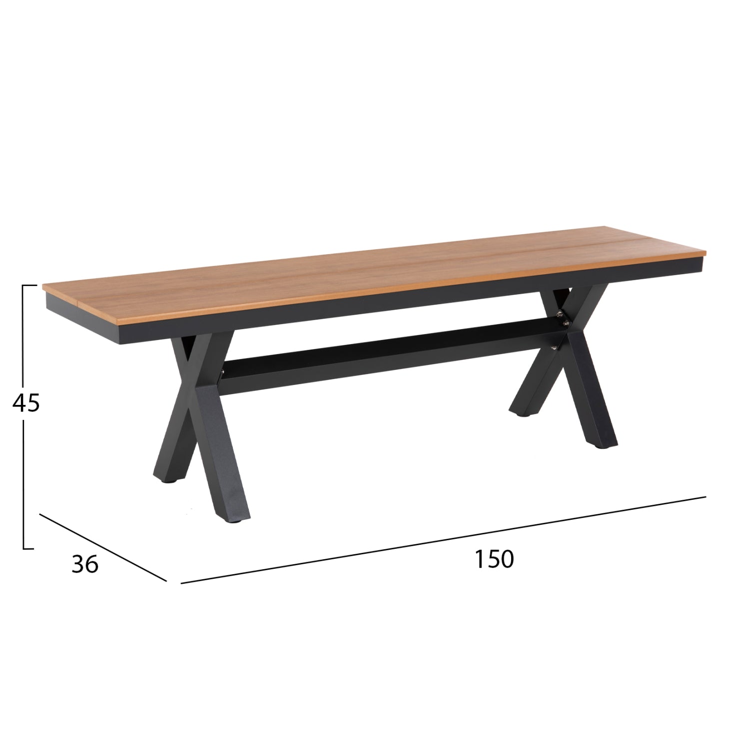 ΠΑΓΚΑΚΙ ΑΛΟΥΜΙΝΙΟΥ TAWNEE HM6038.01 ΑΝΘΡΑΚΙ ΜΕ POLYWOOD ΚΑΘΙΣΜΑ ΣΕ ΦΥΣΙΚΟ ΧΡΩΜΑ 150x36x45Υεκ. - Pakobazaar