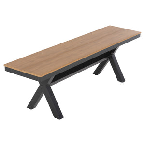 ΠΑΓΚΑΚΙ ΑΛΟΥΜΙΝΙΟΥ TAWNEE HM6038.01 ΑΝΘΡΑΚΙ ΜΕ POLYWOOD ΚΑΘΙΣΜΑ ΣΕ ΦΥΣΙΚΟ ΧΡΩΜΑ 150x36x45Υεκ. - Pakobazaar