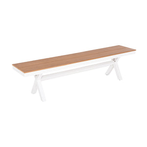 ΠΑΓΚΑΚΙ ΑΛΟΥΜΙΝΙΟΥ TAWNEE HM6038.02 ΛΕΥΚΟ-POLYWOOD ΚΑΘΙΣΜΑ ΦΥΣΙΚΟ 150x36x45Υεκ. - Pakobazaar