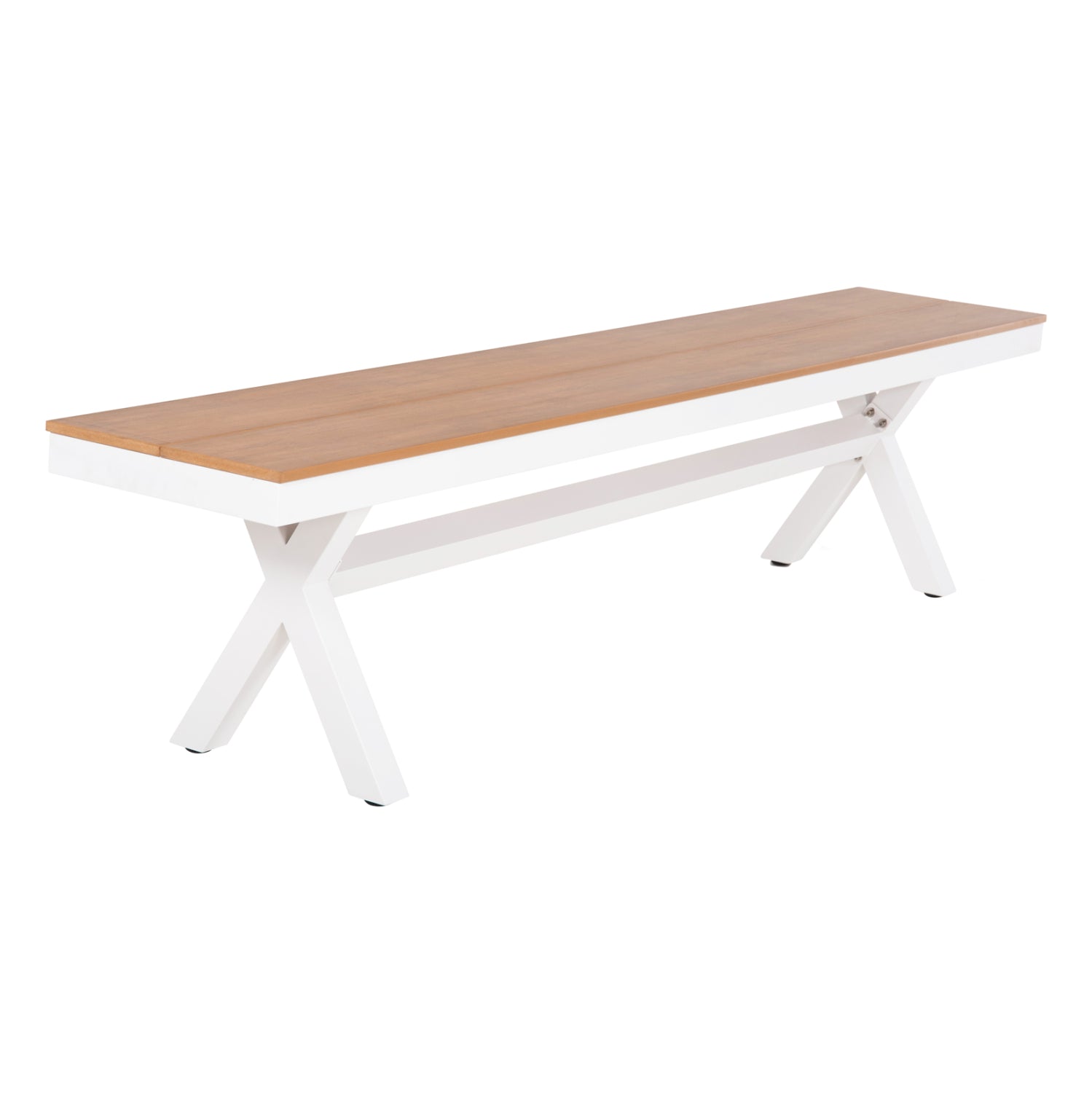 ΠΑΓΚΑΚΙ ΑΛΟΥΜΙΝΙΟΥ TAWNEE HM6038.02 ΛΕΥΚΟ-POLYWOOD ΚΑΘΙΣΜΑ ΦΥΣΙΚΟ 150x36x45Υεκ. - Pakobazaar