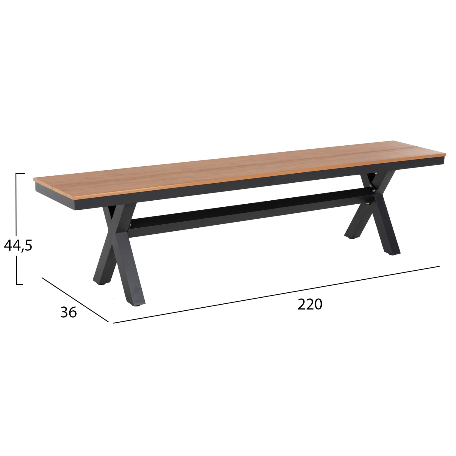 ΠΑΓΚΑΚΙ ΑΛΟΥΜΙΝΙΟΥ TAWNEE HM6040.01 ΑΝΘΡΑΚΙ-POLYWOOD ΚΑΘΙΣΜΑ ΦΥΣΙΚΟ 220x36x44,5Υεκ. - Pakobazaar